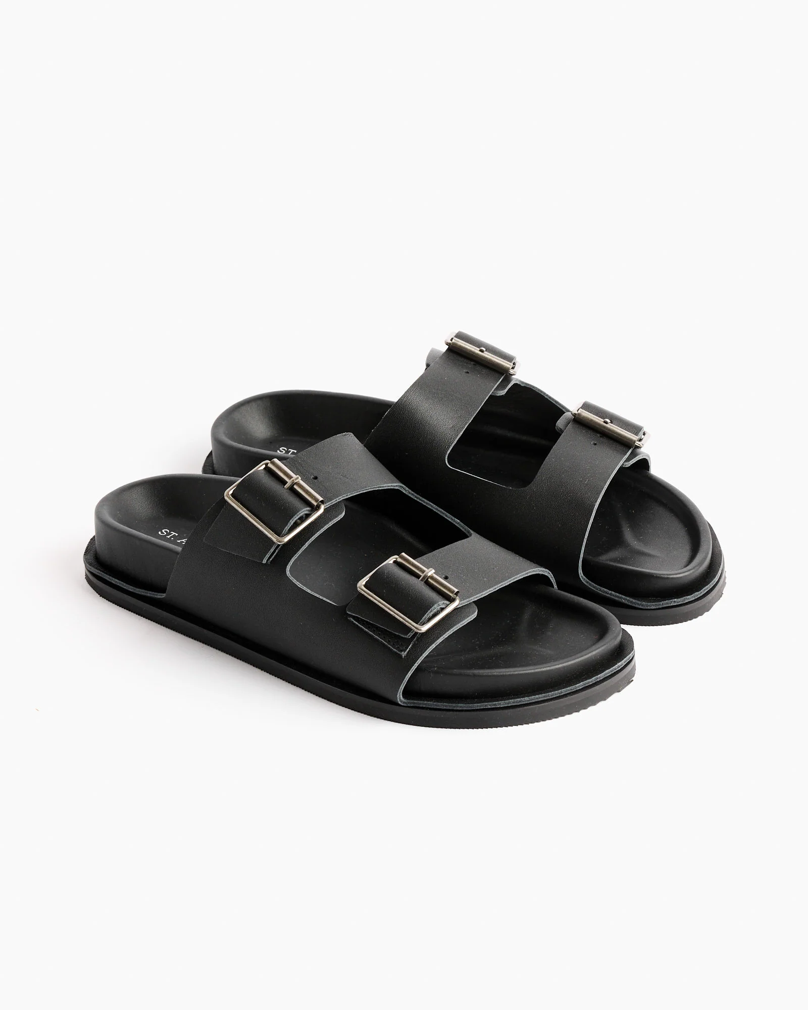 Double Buckle Slides in Black - Image 3