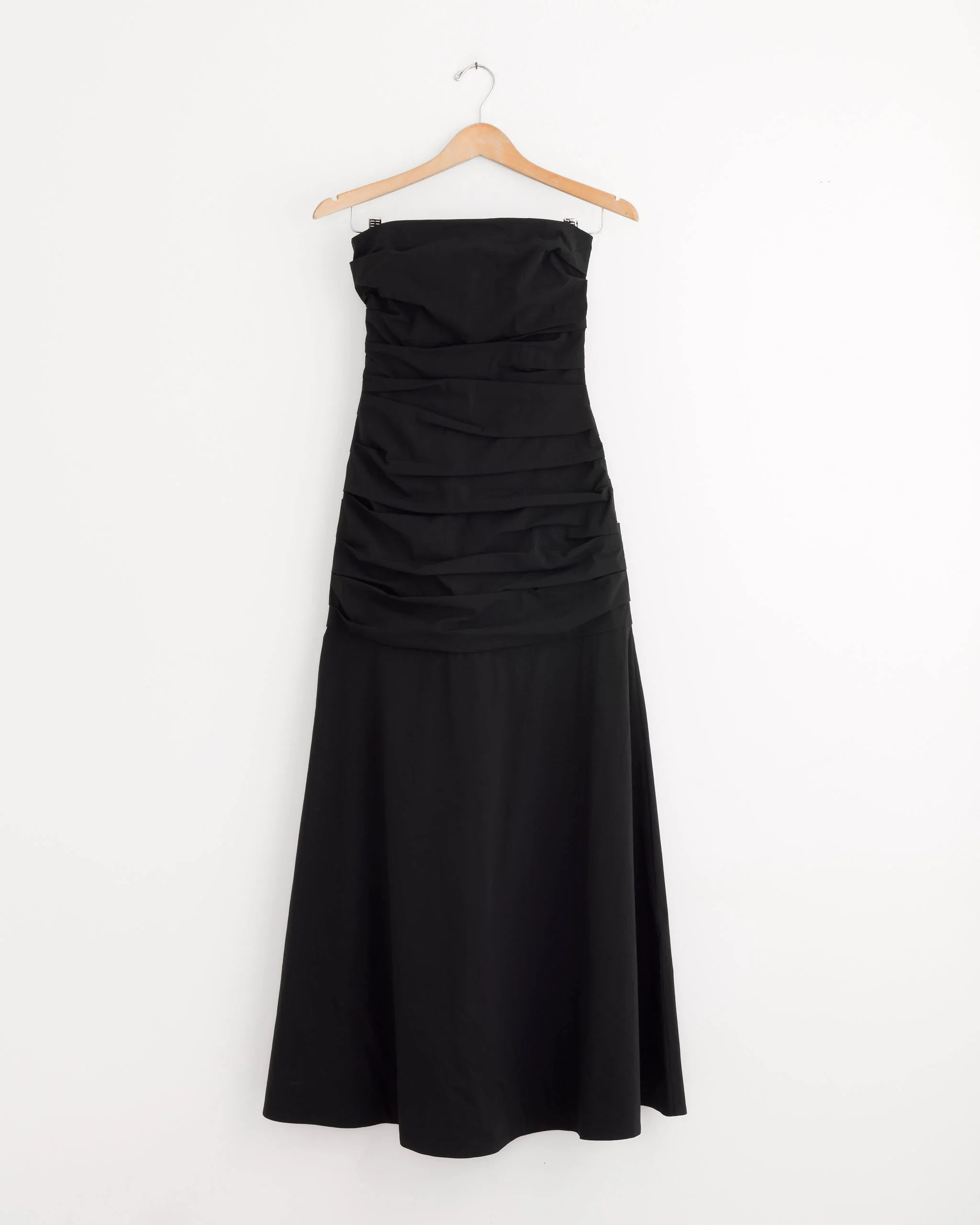 Gathered Straples Longline Dress in Black