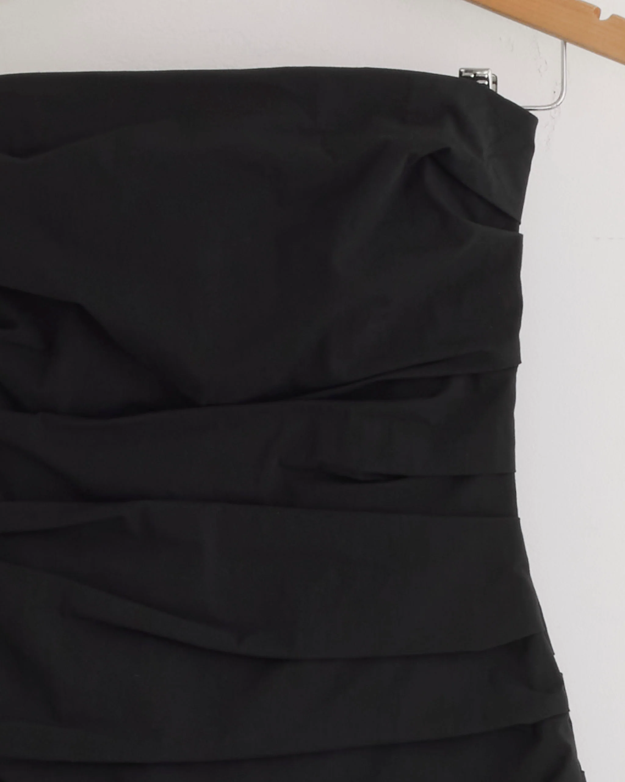 Gathered Straples Longline Dress in Black - Image 2