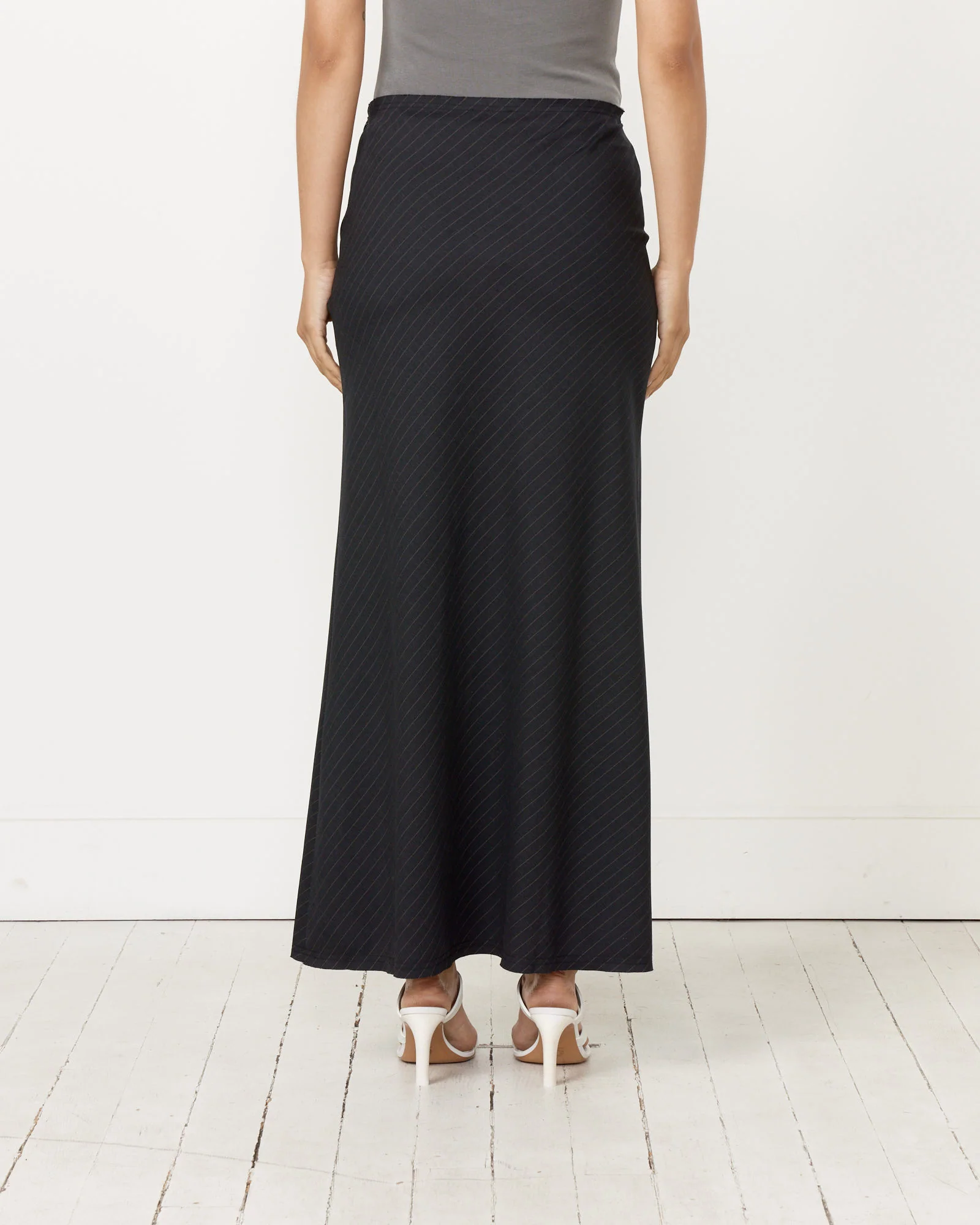 Pinstripe Maxi Skirt in Black - Image 4