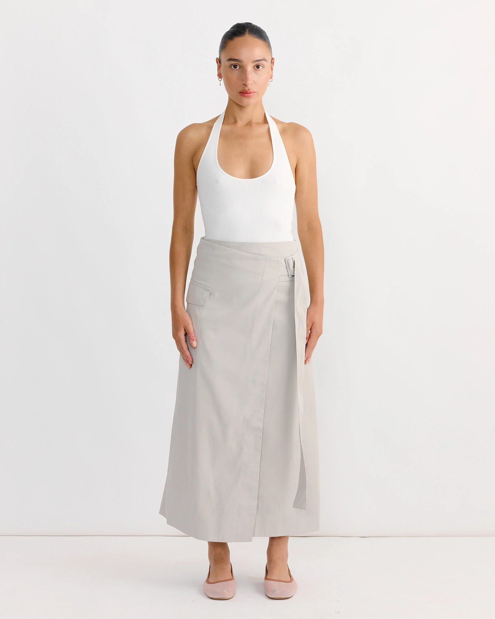 Rib Halter Top in White - Image 2