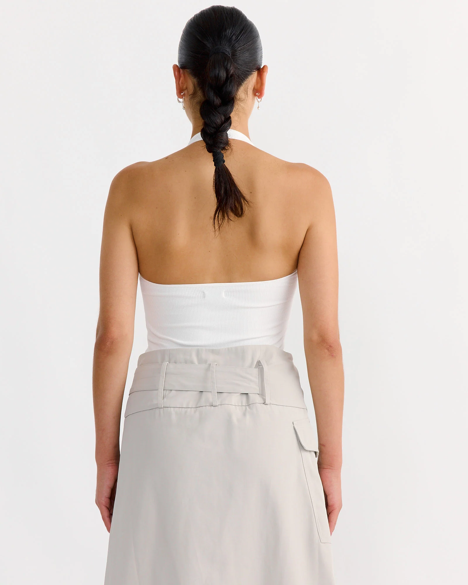 Rib Halter Top in White - Image 3