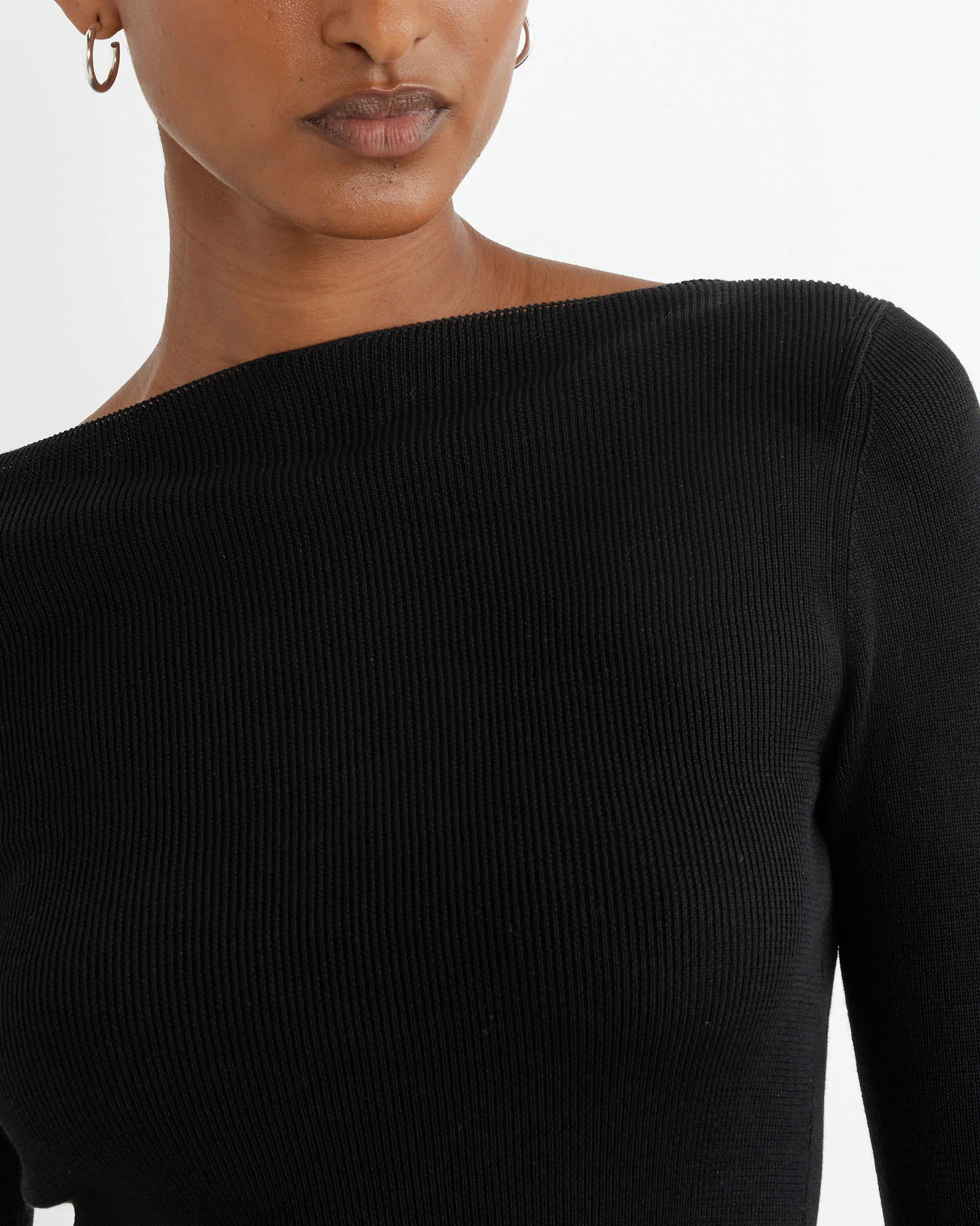 Rouleau Tie Reversible Knit Top in Black - Image 6