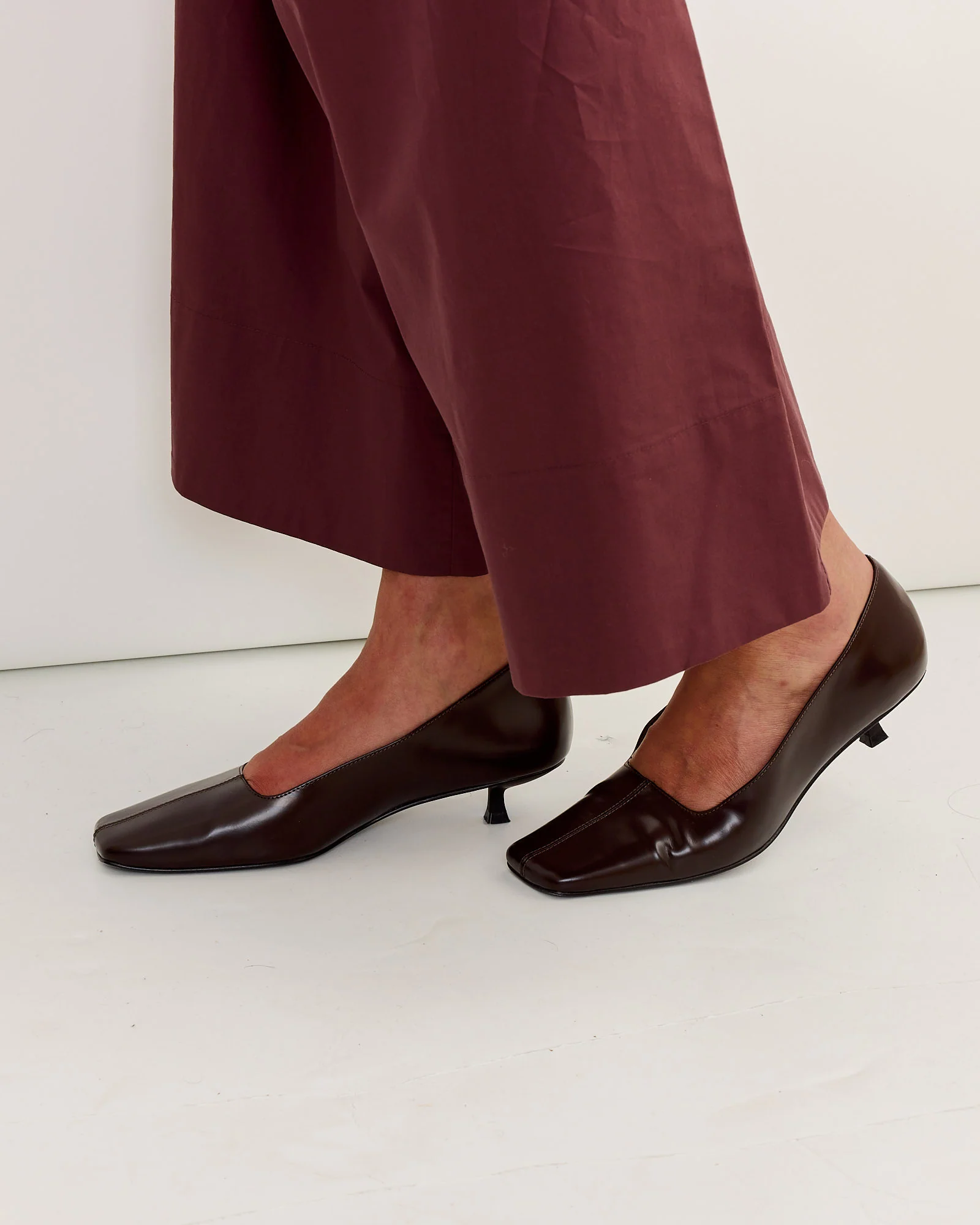 Square Toe Pump in Coffee - Image 2