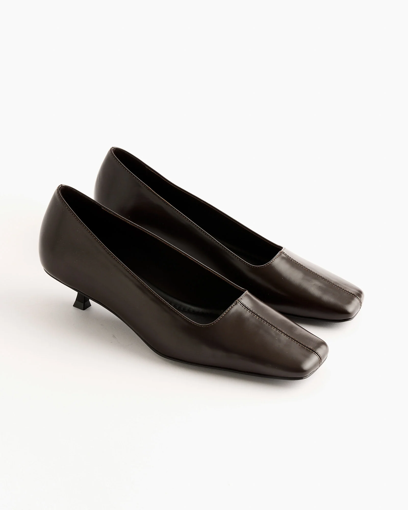 Square Toe Pump in Coffee - Image 3