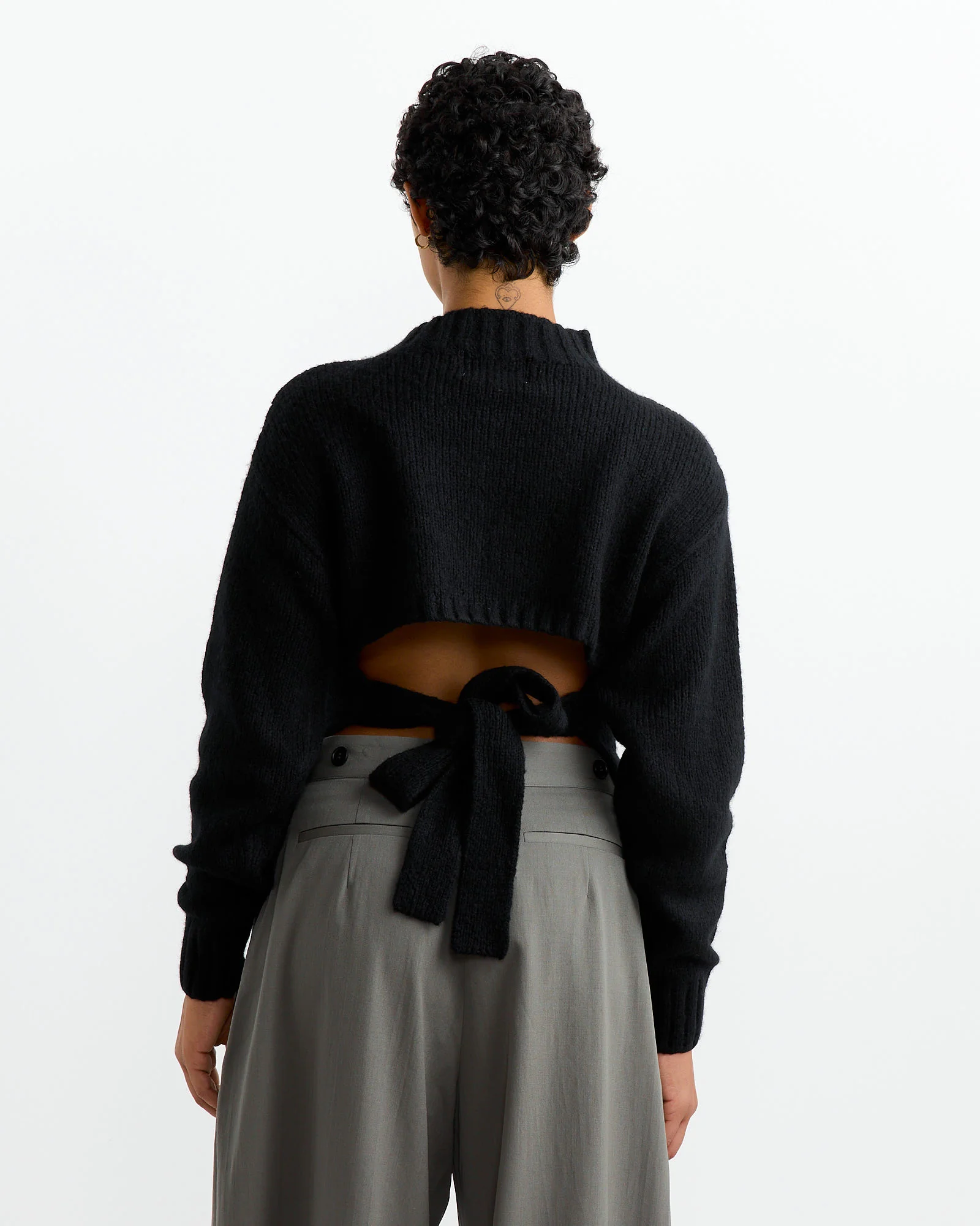 Tie Back Jumper in Black - Image 2