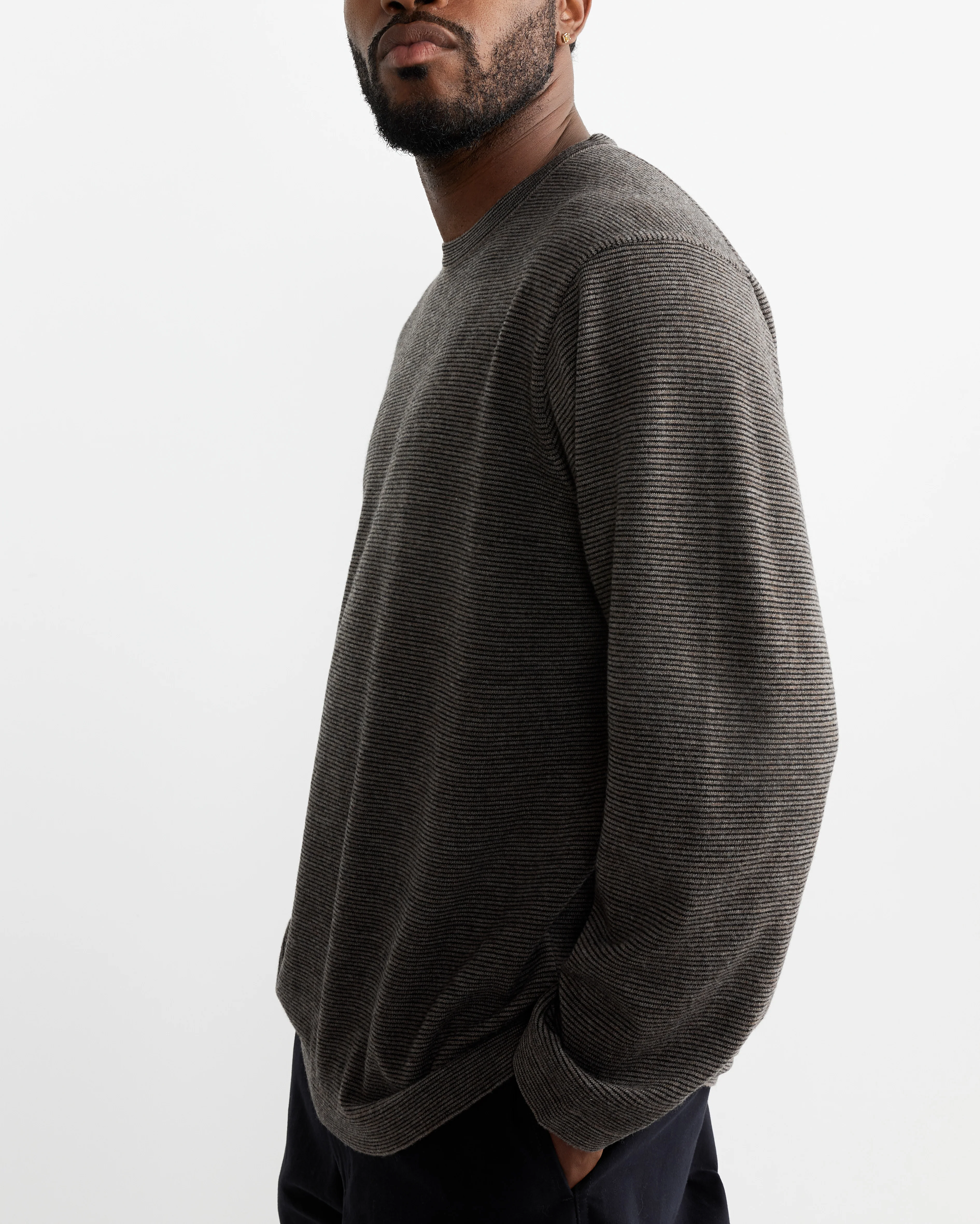 14G Striped Sweater in Mocha Black - Image 3