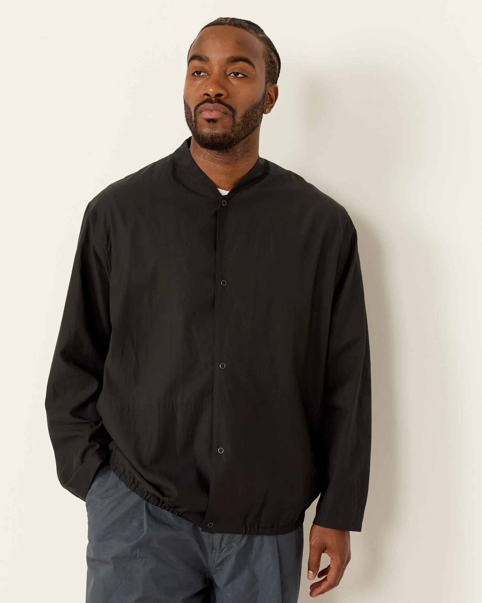 Cupro Mixed Blouson in Black - Image 3