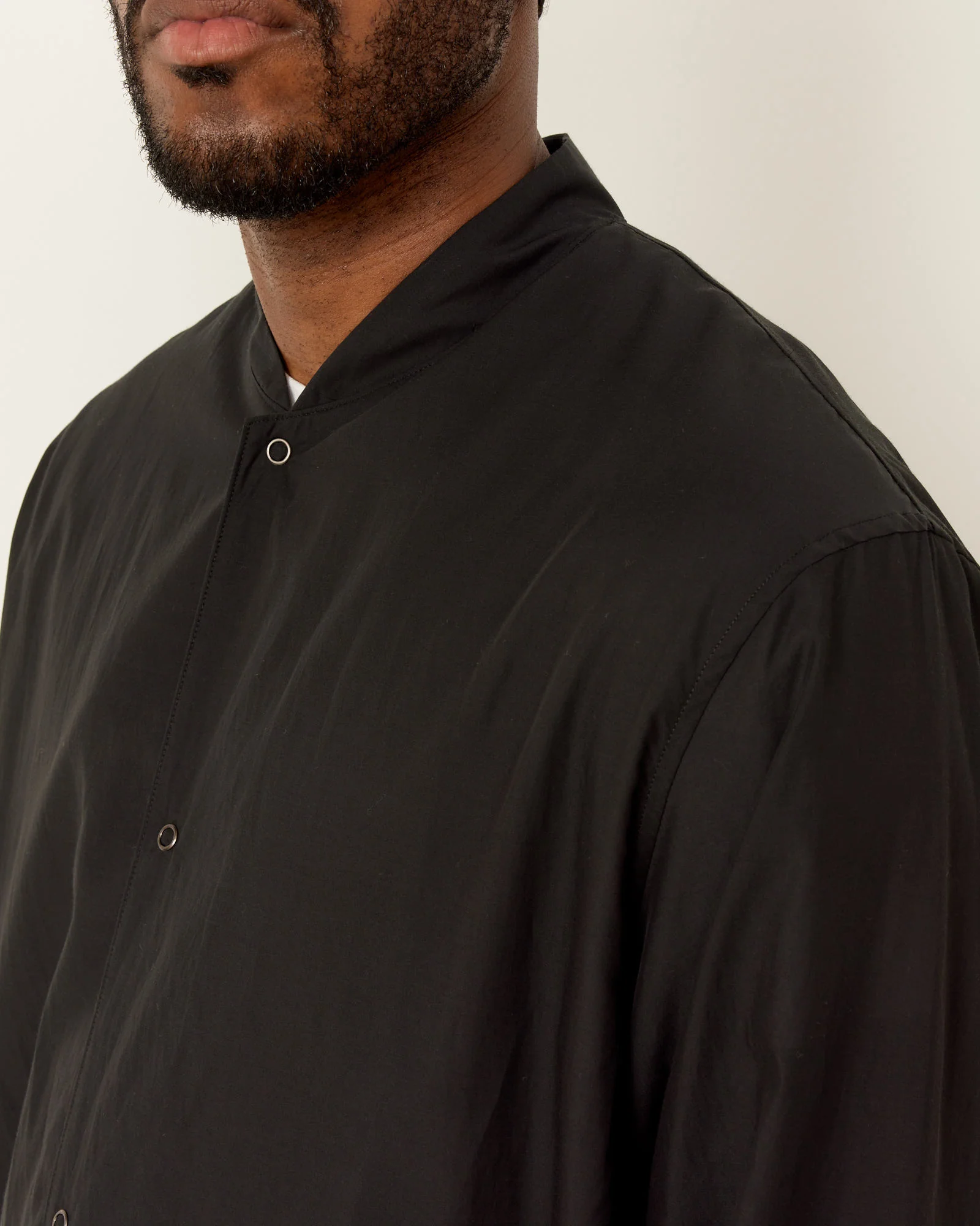 Cupro Mixed Blouson in Black - Image 4