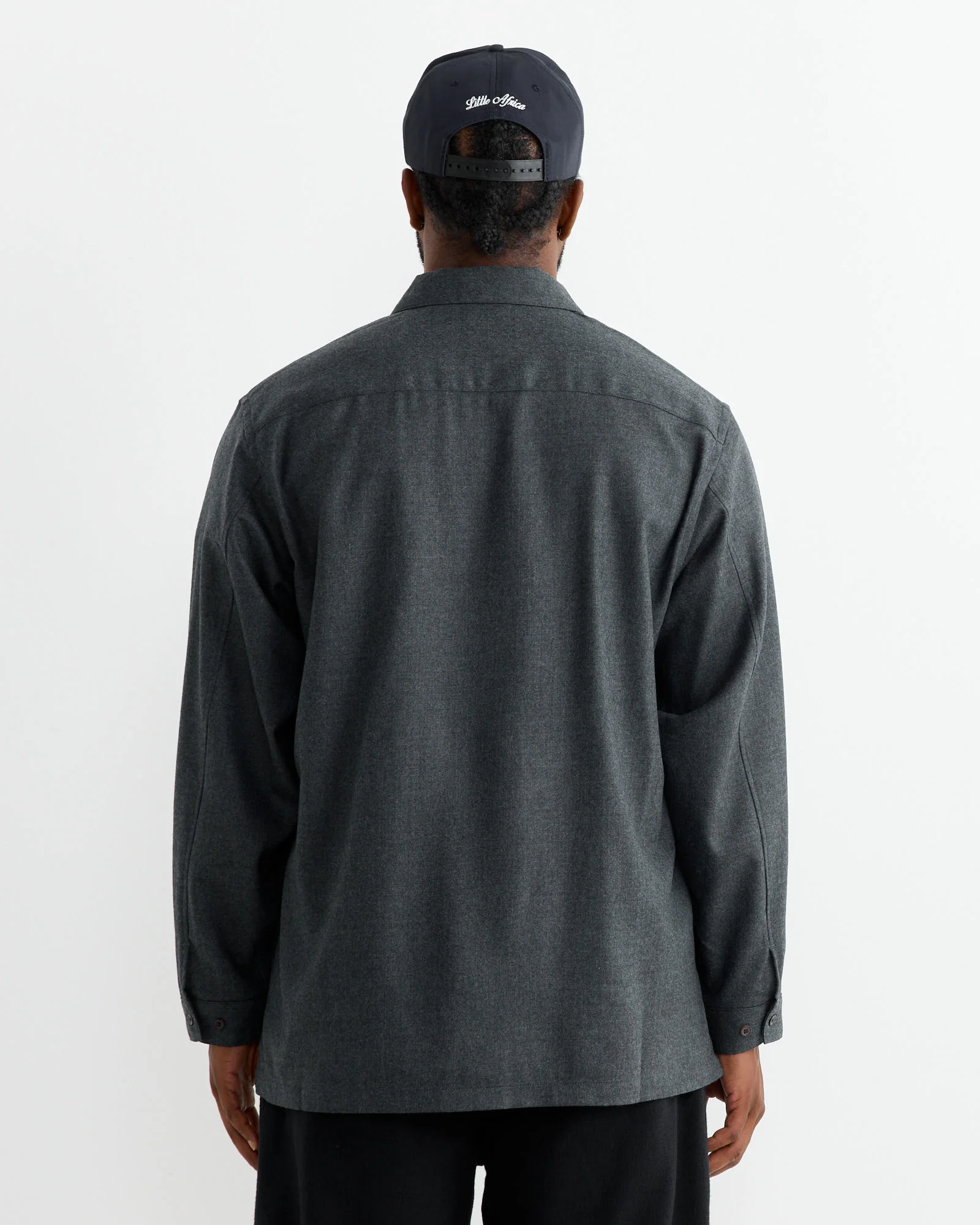 Flat Bottom Wool Shirt in Blue Charcoal - Image 4