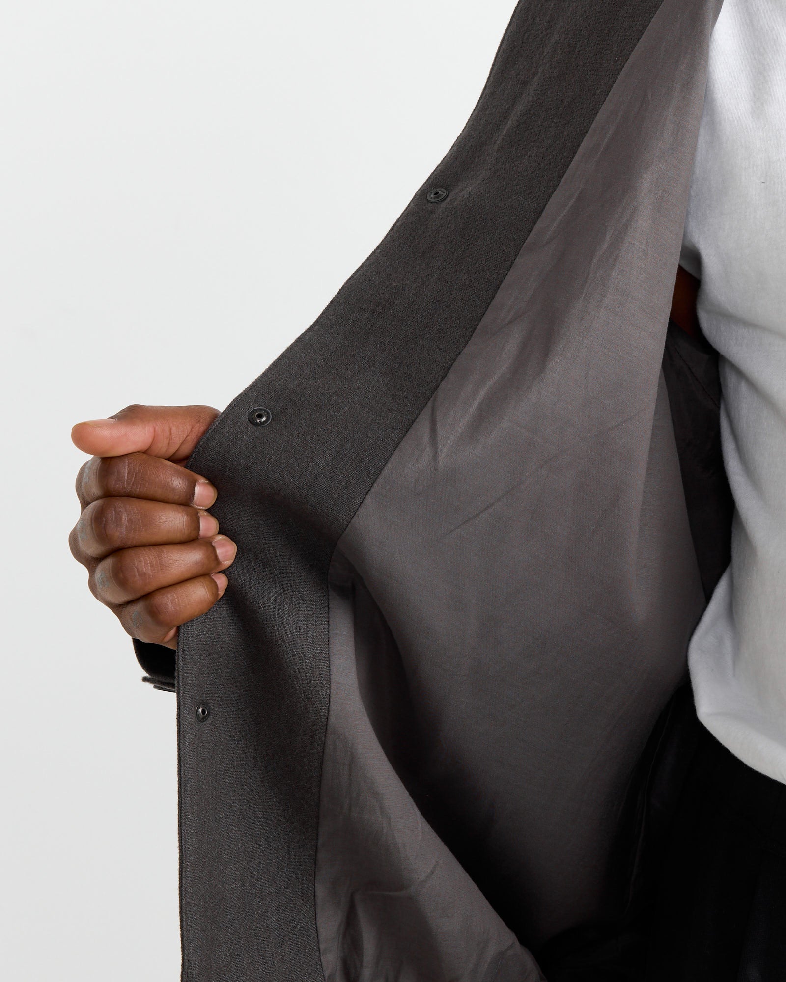 Linen Wool Mix Blouson in Dusty Brown - Image 4