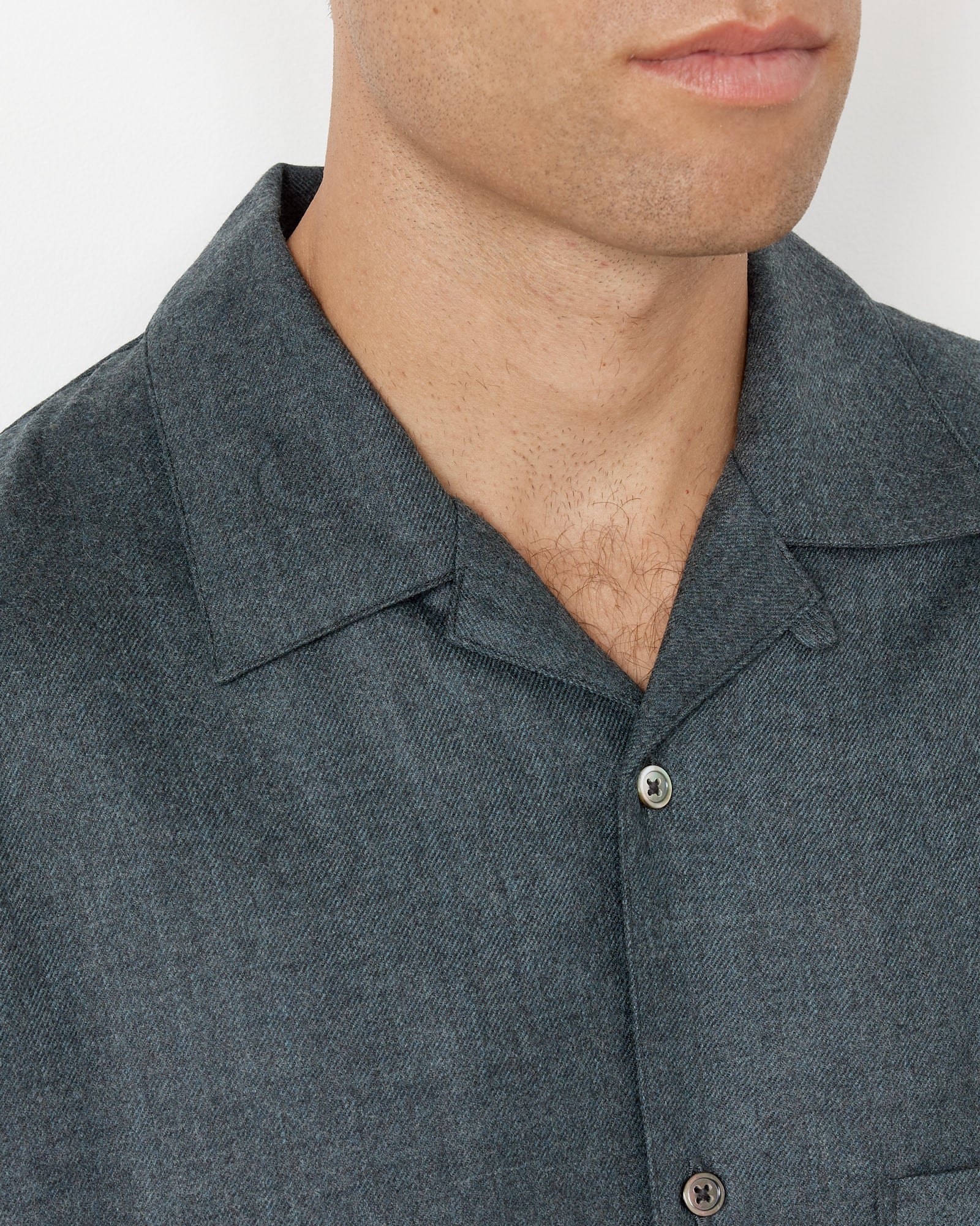 Open Collar Wool Shirt - Image 4