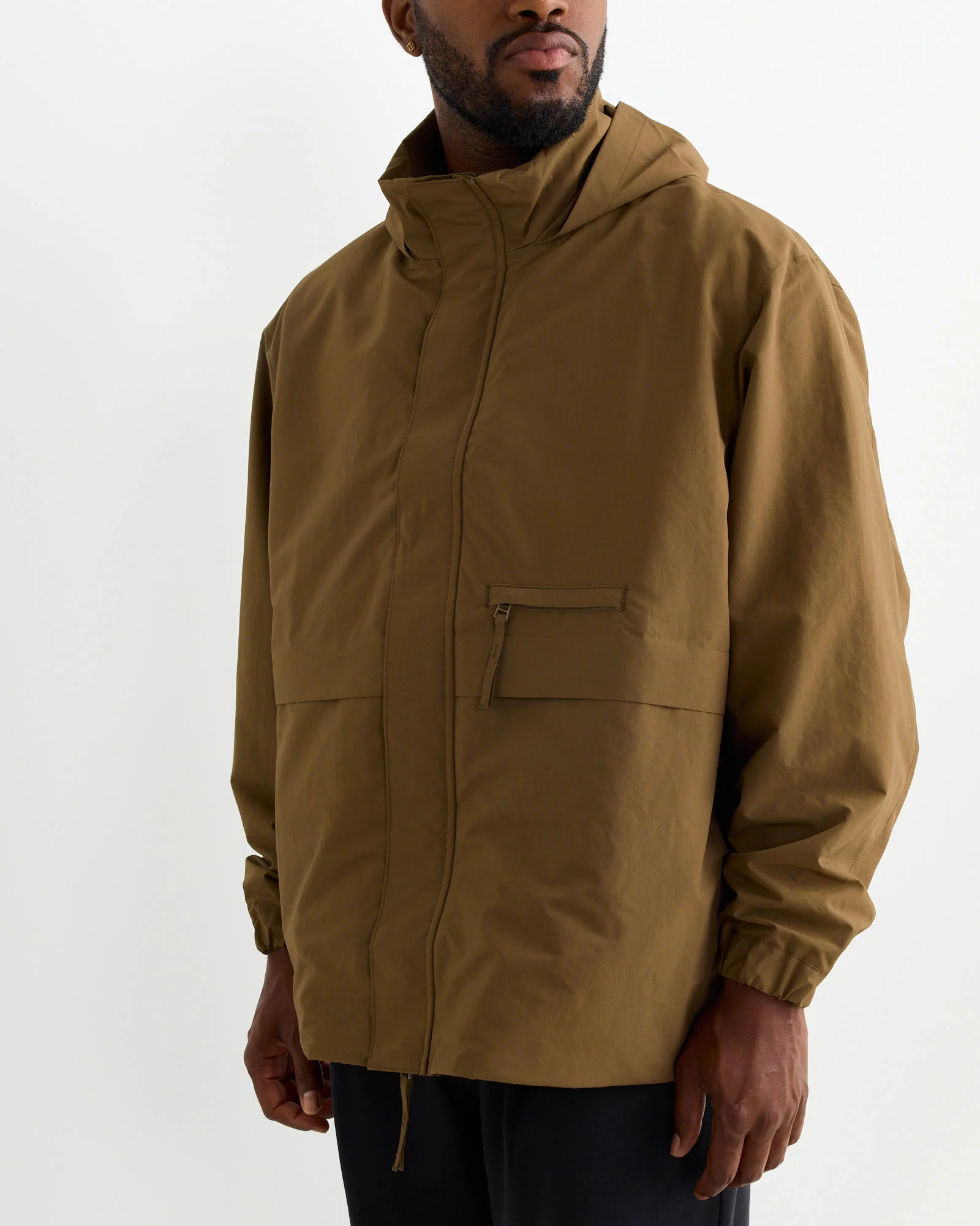 Stand Collar Field Jacket in Camel - Image 3