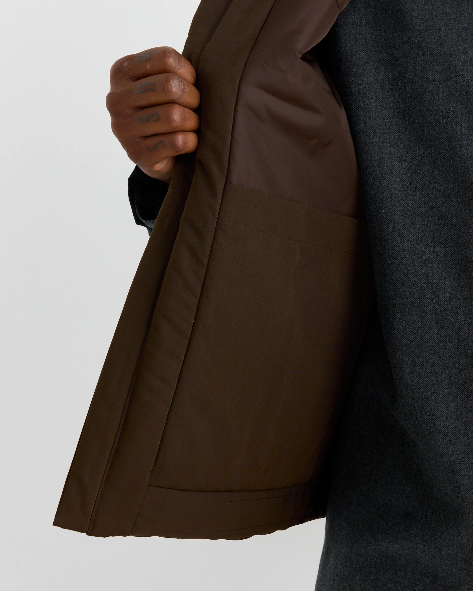 Stand Collar Padded Vest in Brown - Image 4