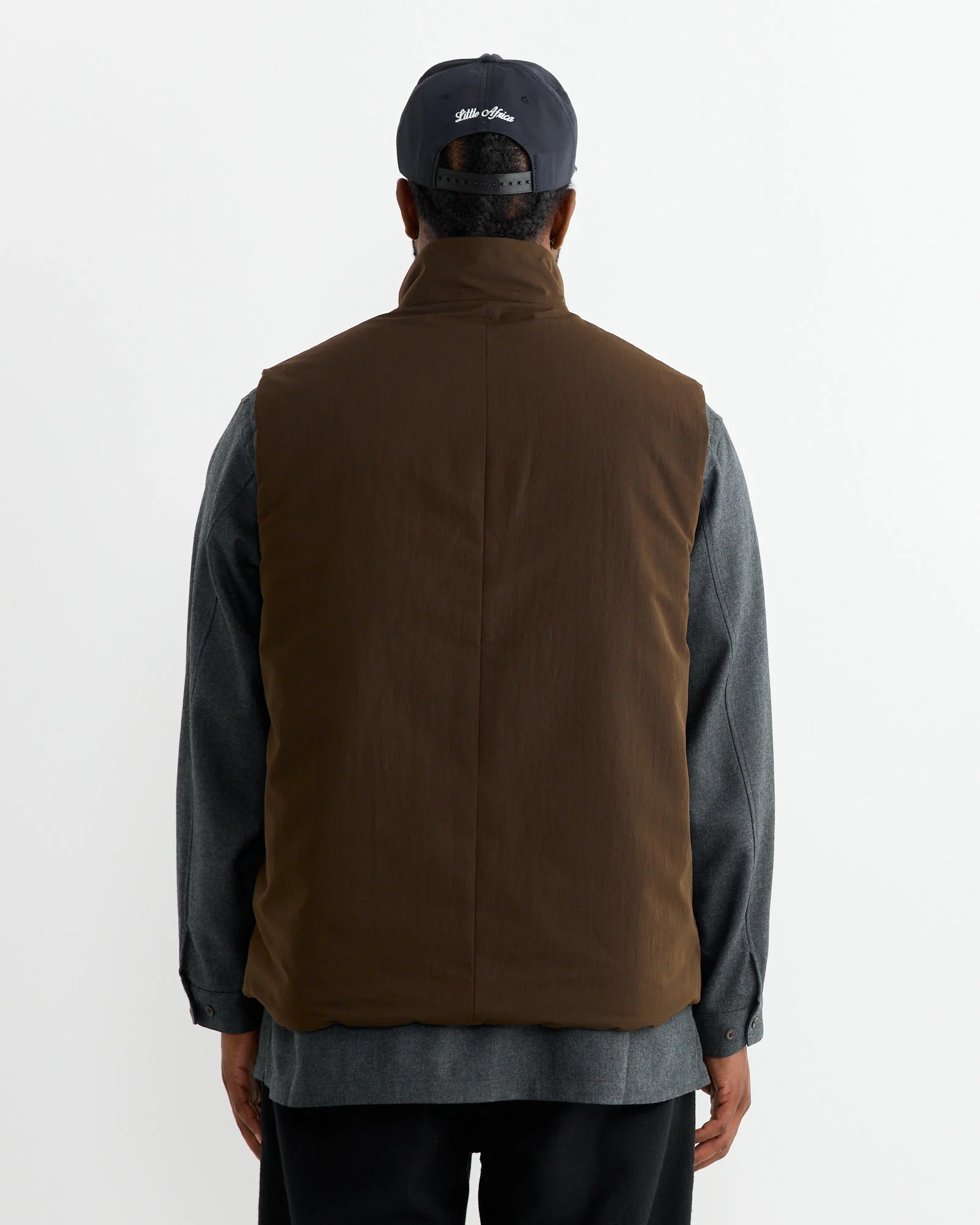 Stand Collar Padded Vest in Brown - Image 5