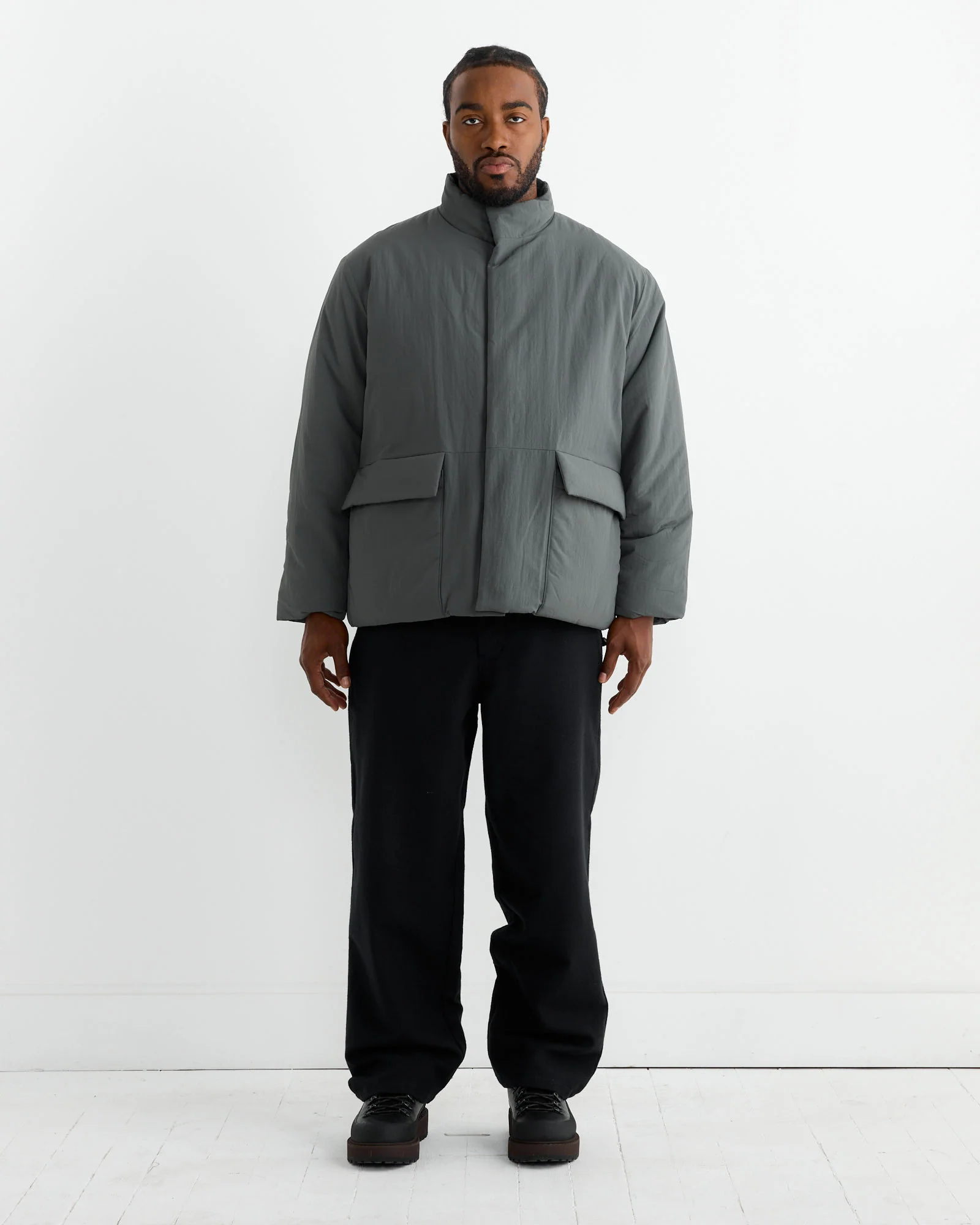 Wool Mix Easy Pant in Black Navy - Image 2