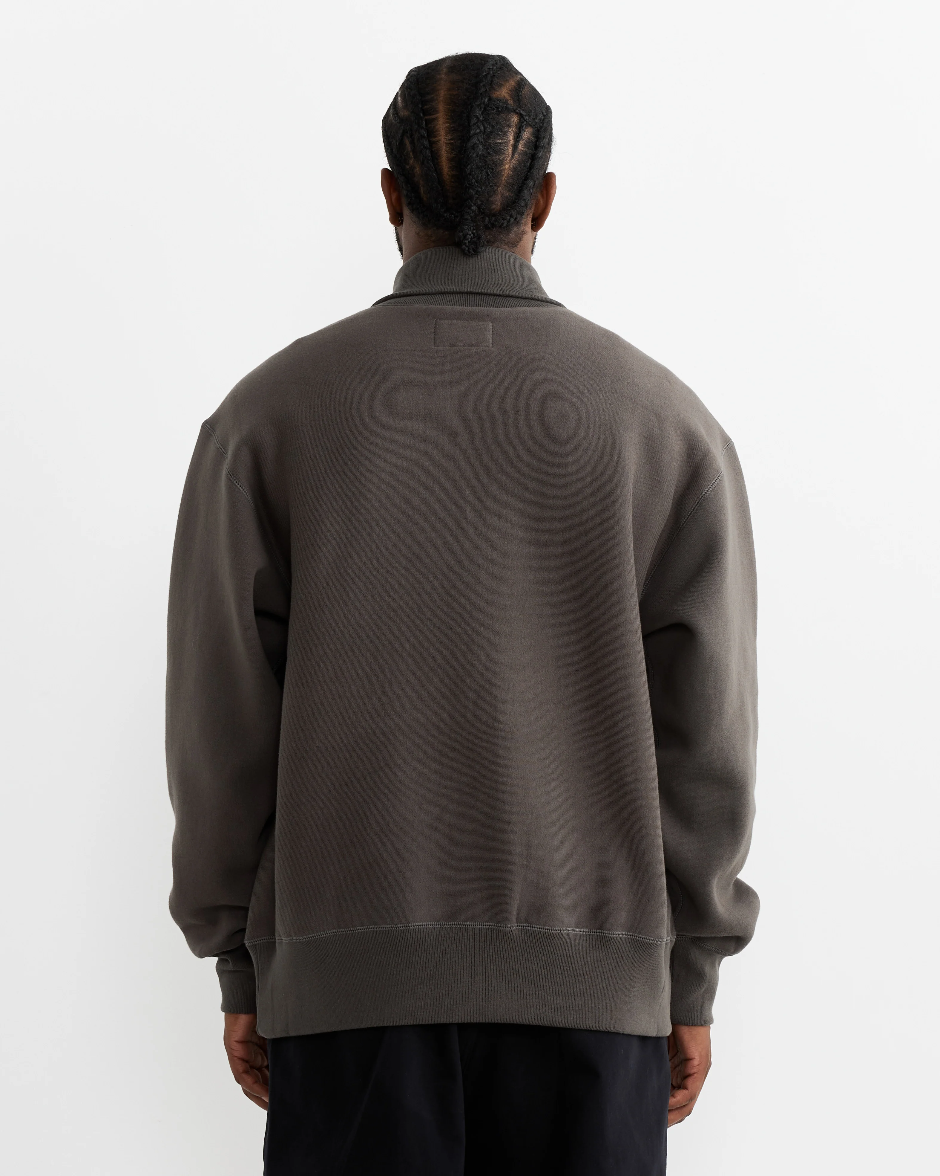 Zip Up Fleece Sweater in Khaki Grey - Image 4