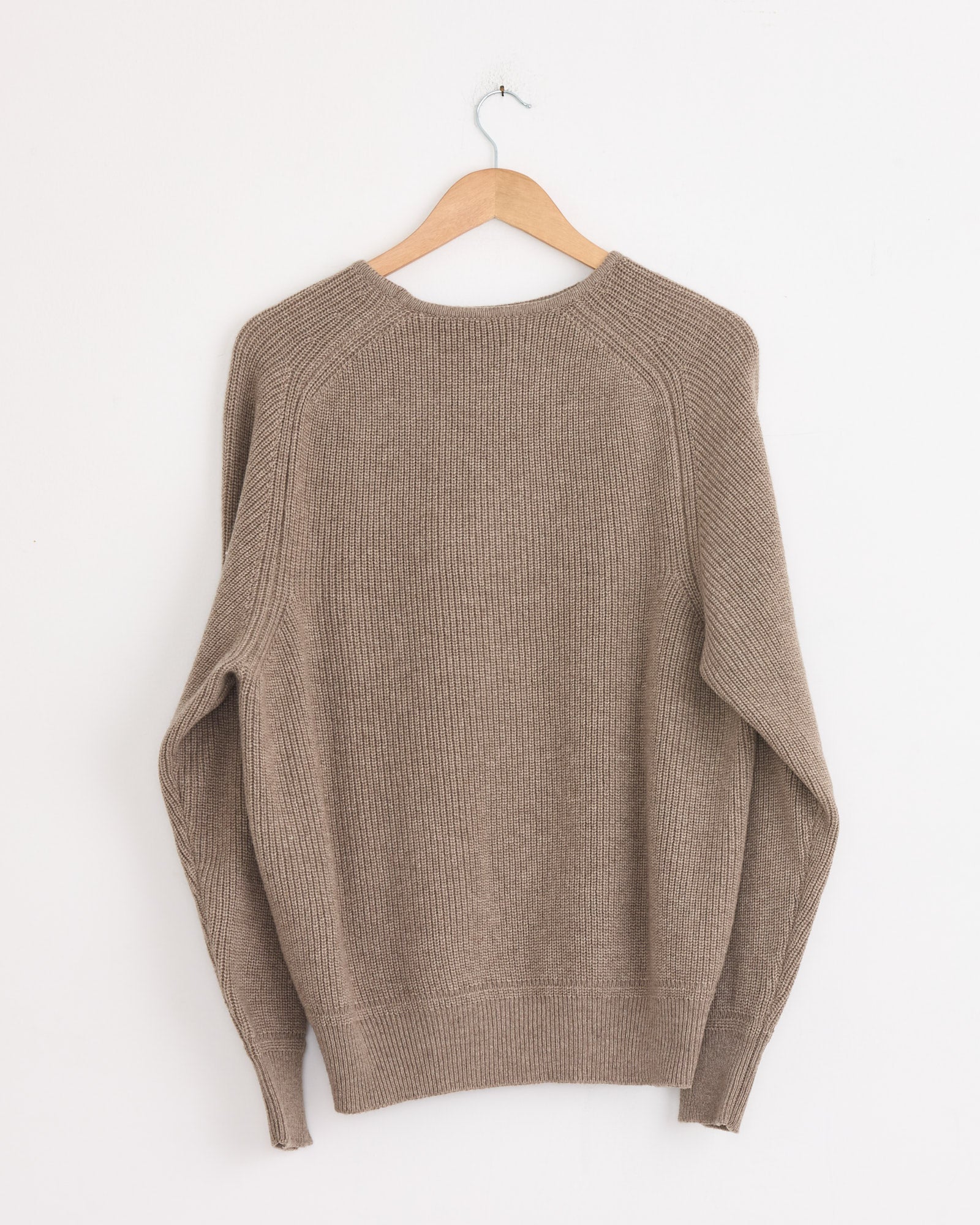 Side Button Crewneck in Undyed Taupe - Image 3