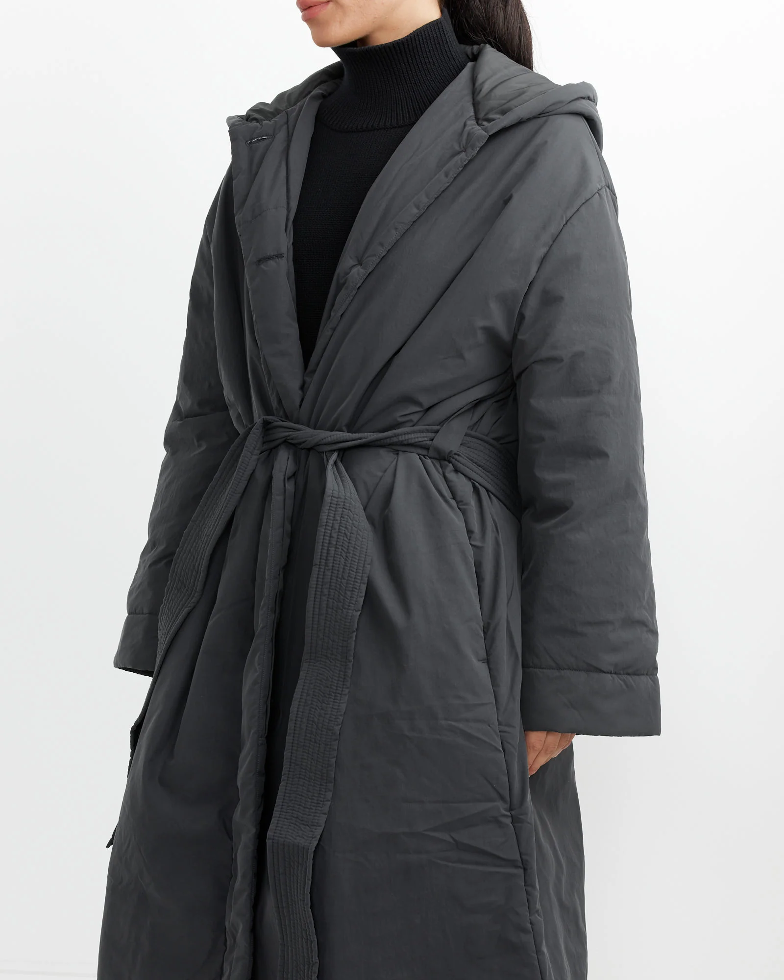 Kariba Wrap Puffer Coat in Darkest Navy - Image 2