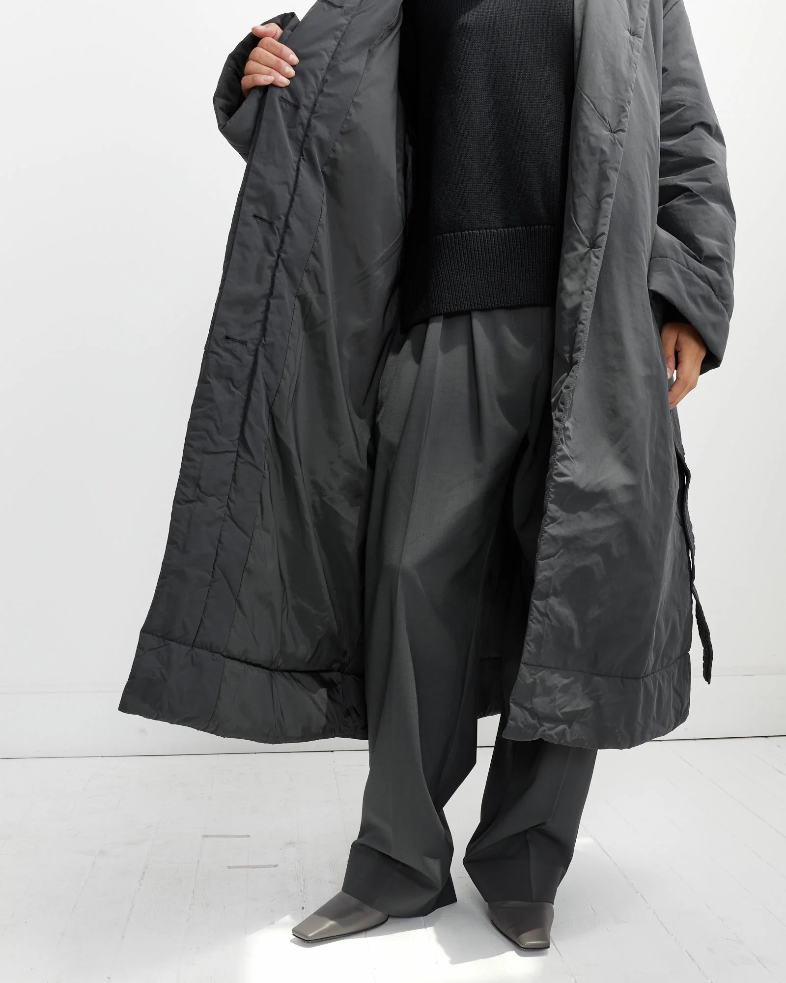 Kariba Wrap Puffer Coat in Darkest Navy - Image 3