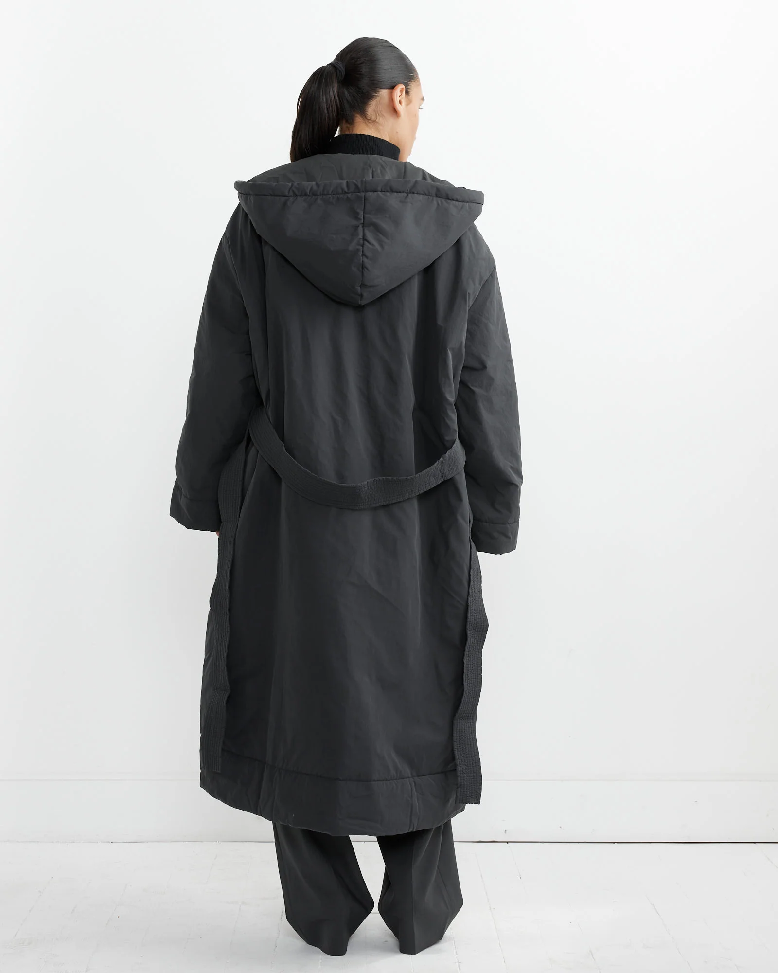 Kariba Wrap Puffer Coat in Darkest Navy - Image 4