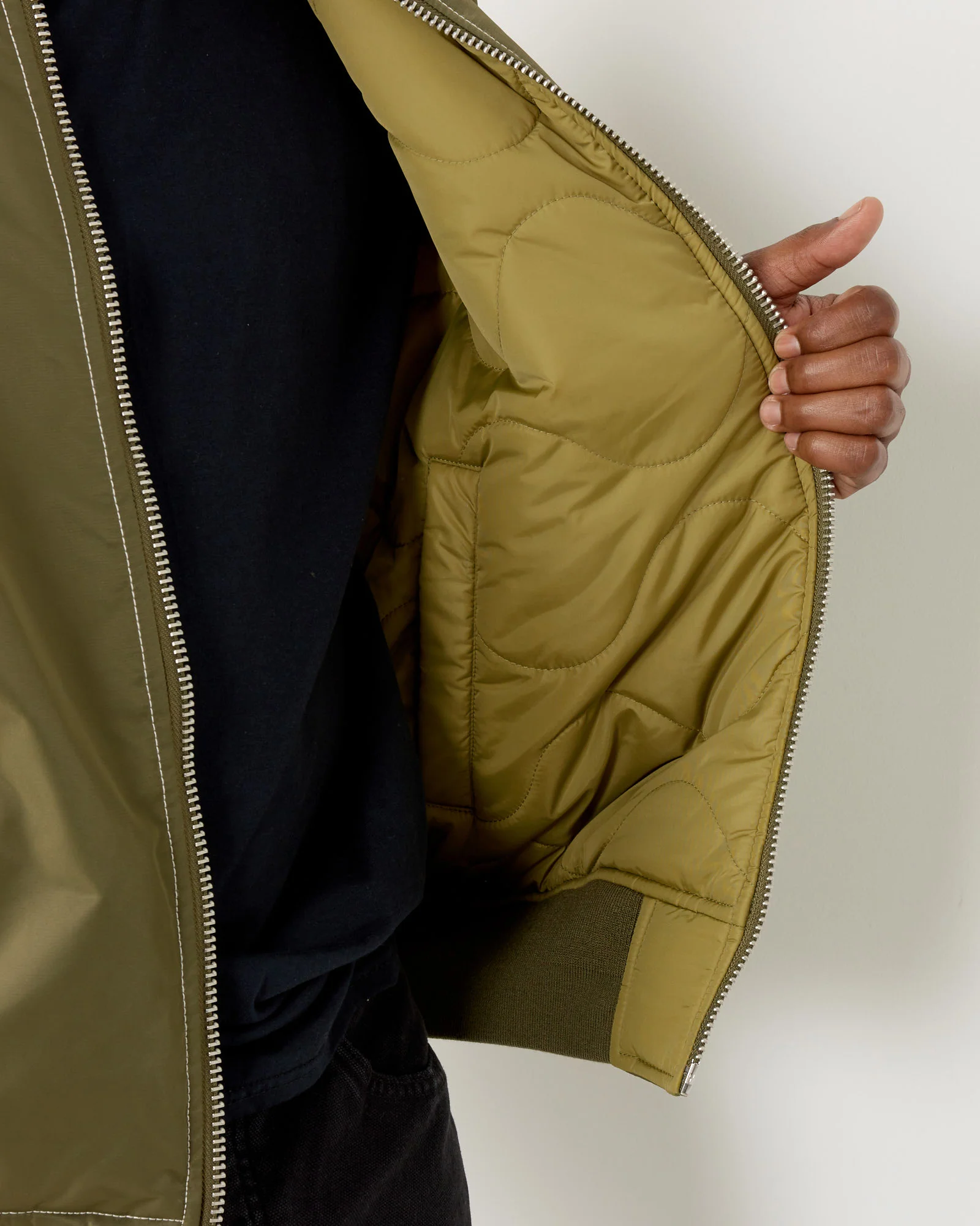 Built Bomber Jacket in Olive - Image 5