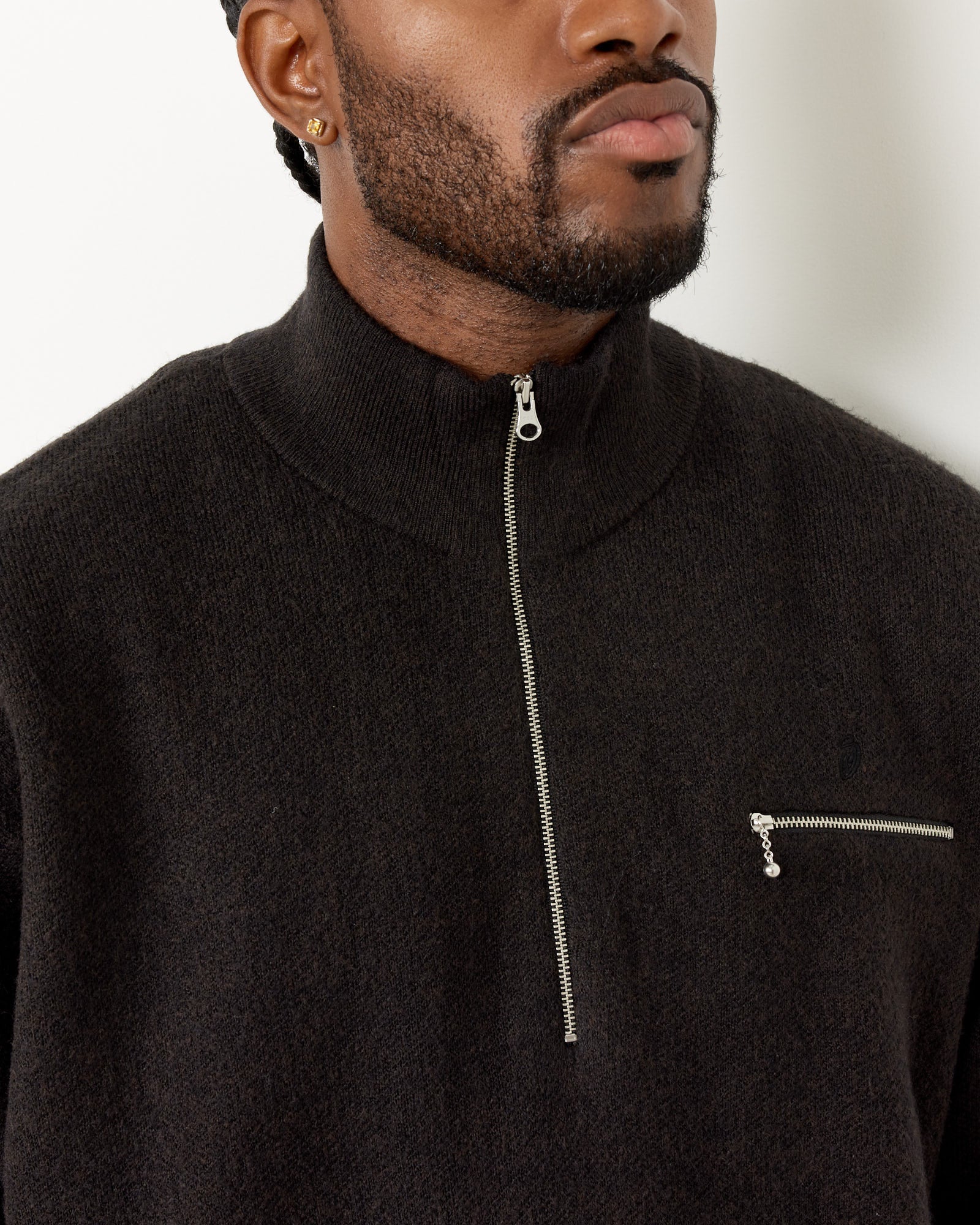 Half Zip Mock Neck Sweater in Black - Image 4