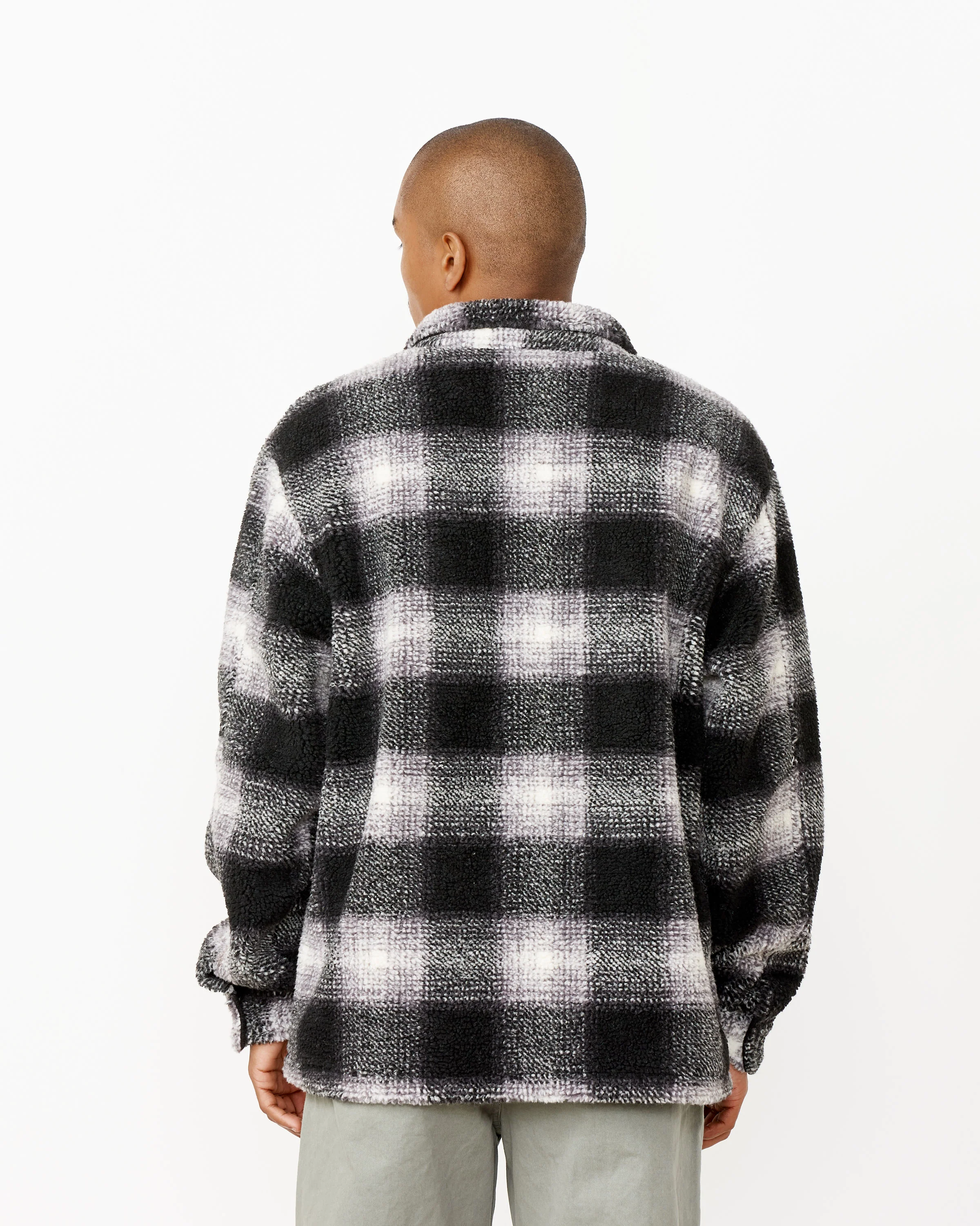 Plaid Sherpa Shirt in Black - Image 5