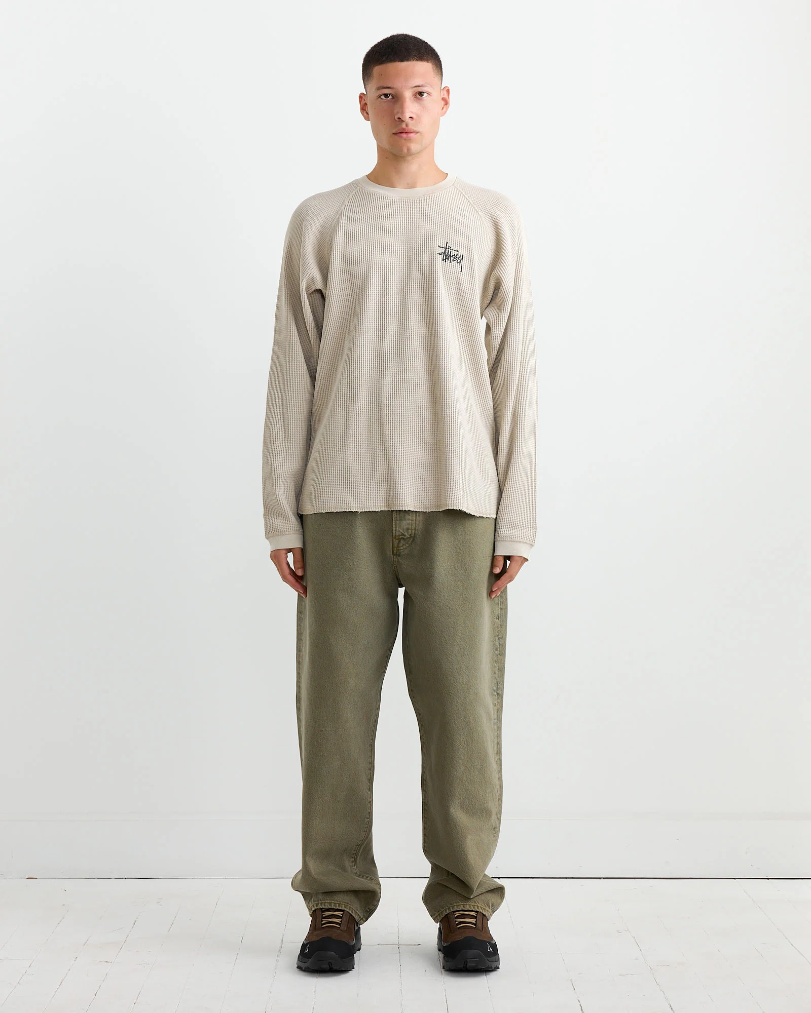 Raglan Thermal Basic Crewneck in Bone - Image 2