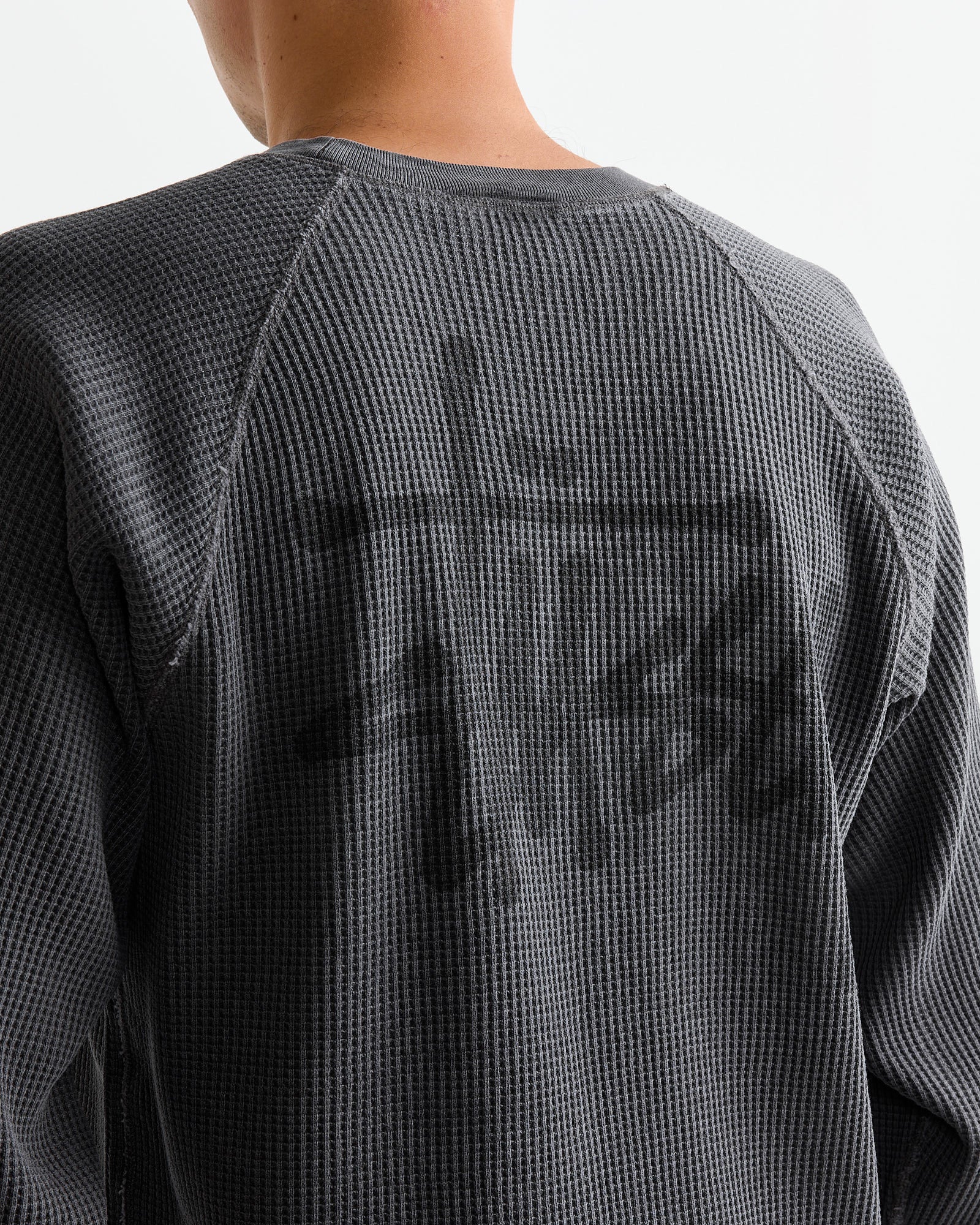 Raglan Thermal Basic Crewneck in Washed Black - Image 4