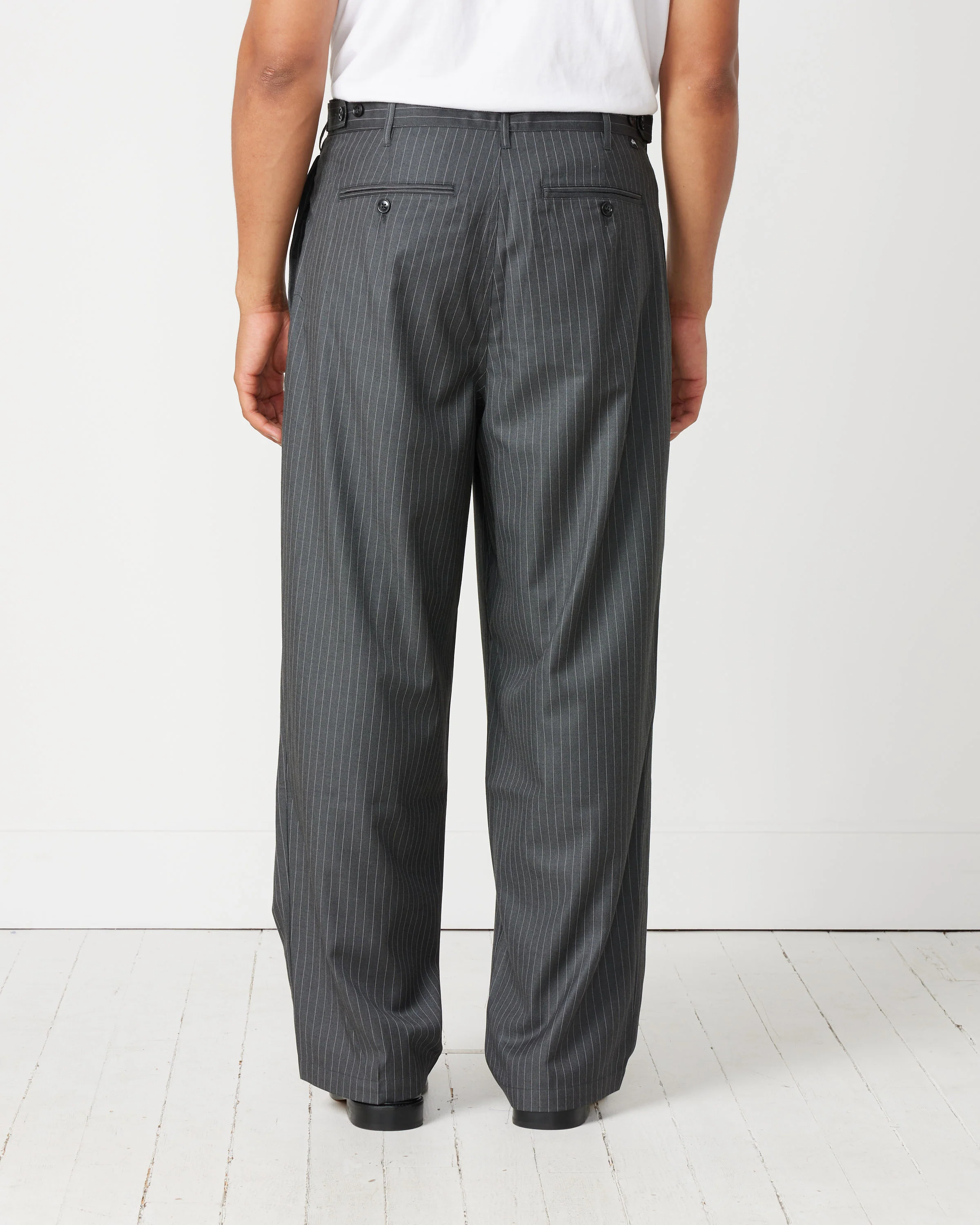 Stripe Volume Pleated Trouser - Image 3