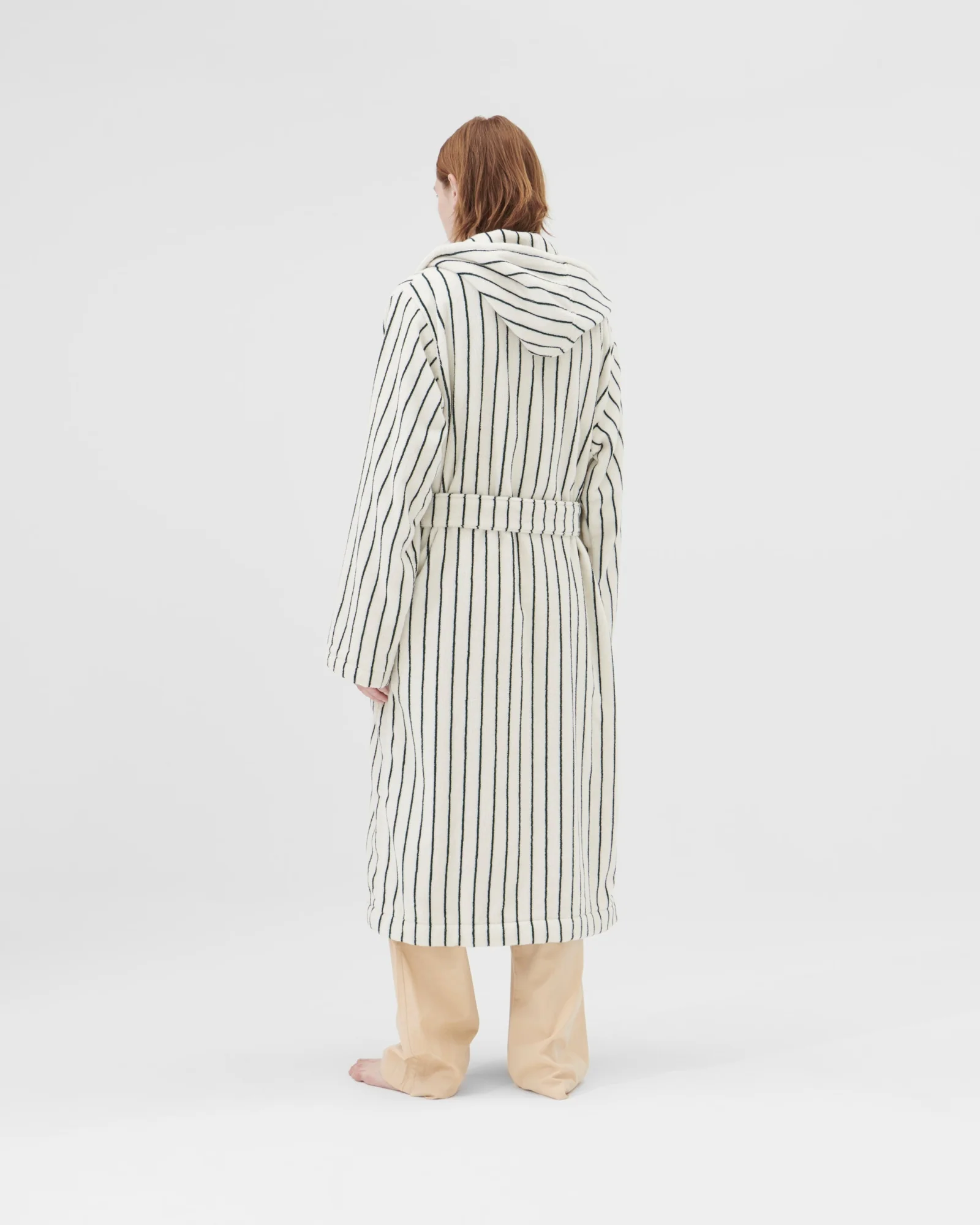 Hooded Bathrobe in Racing Green Stripes - Image 6