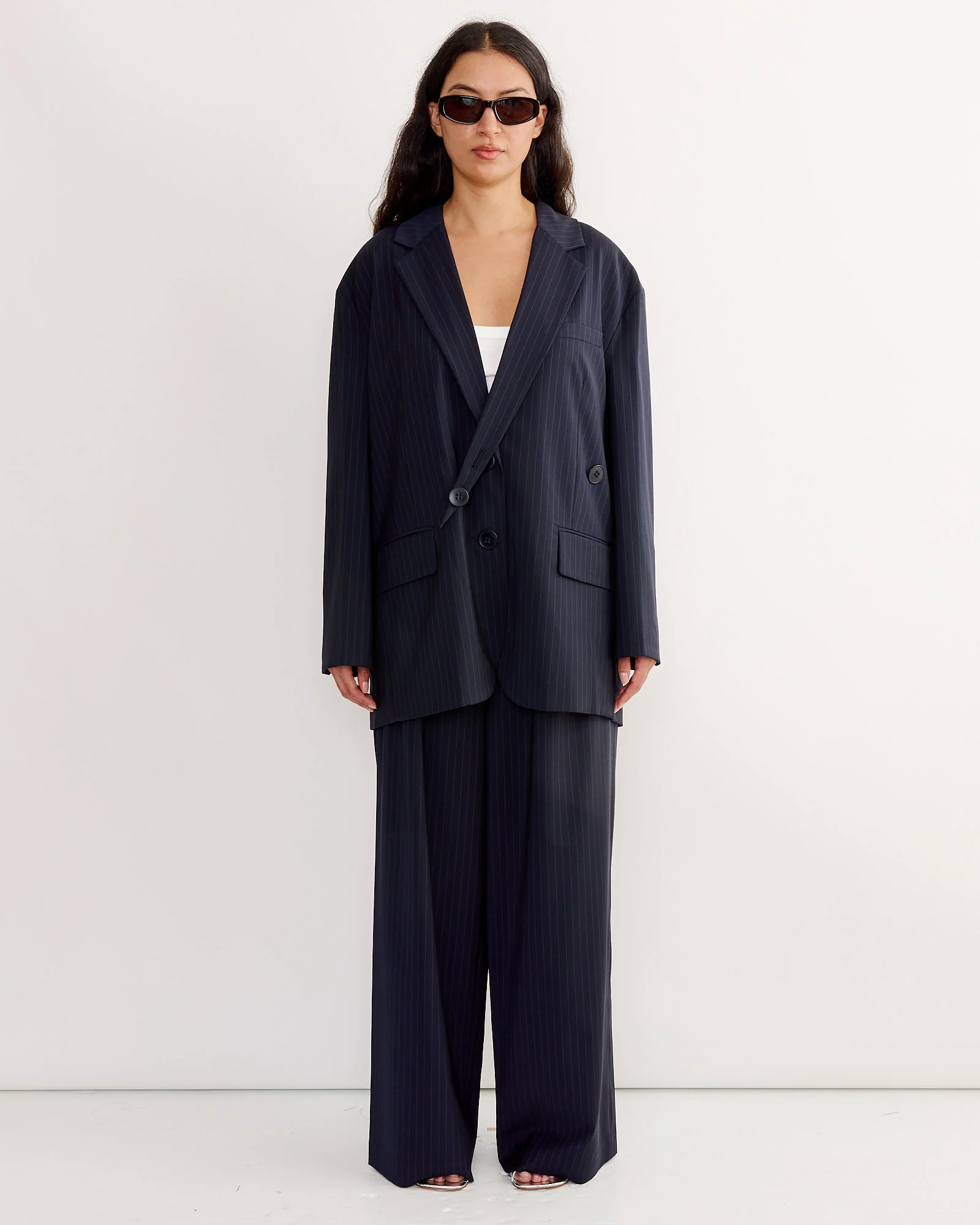Dominic Pinstripe Liam Blazer in Navy Multi - Image 2