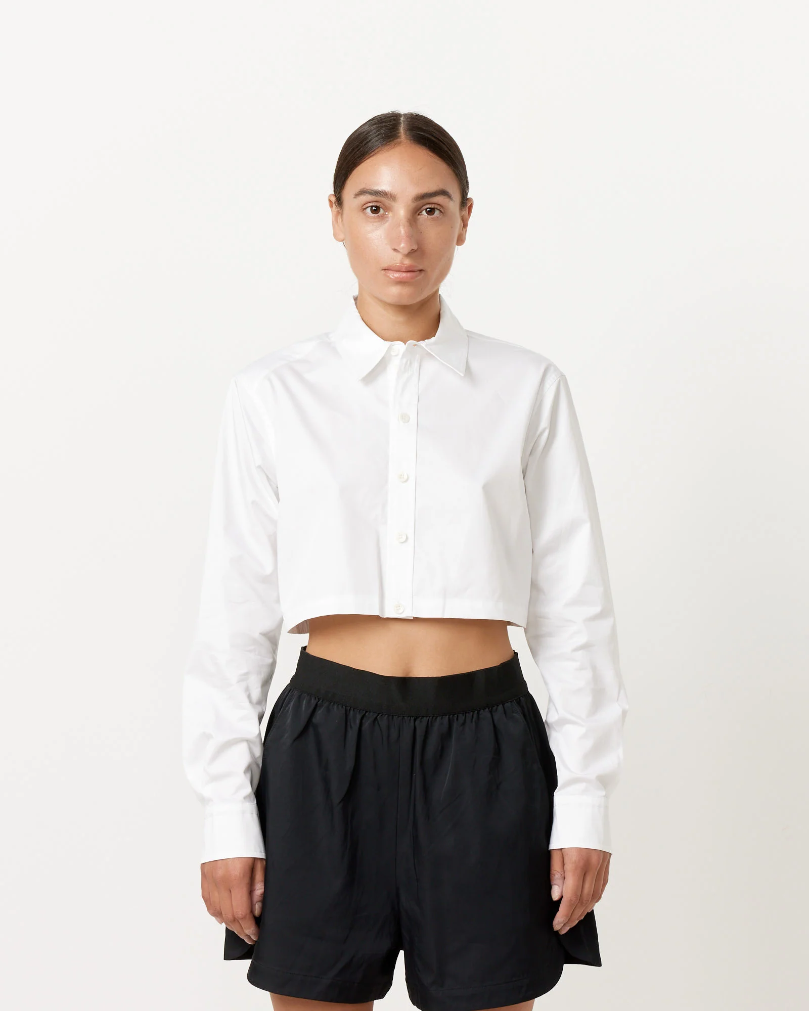 Eco Poplin Cropped Shirt in White