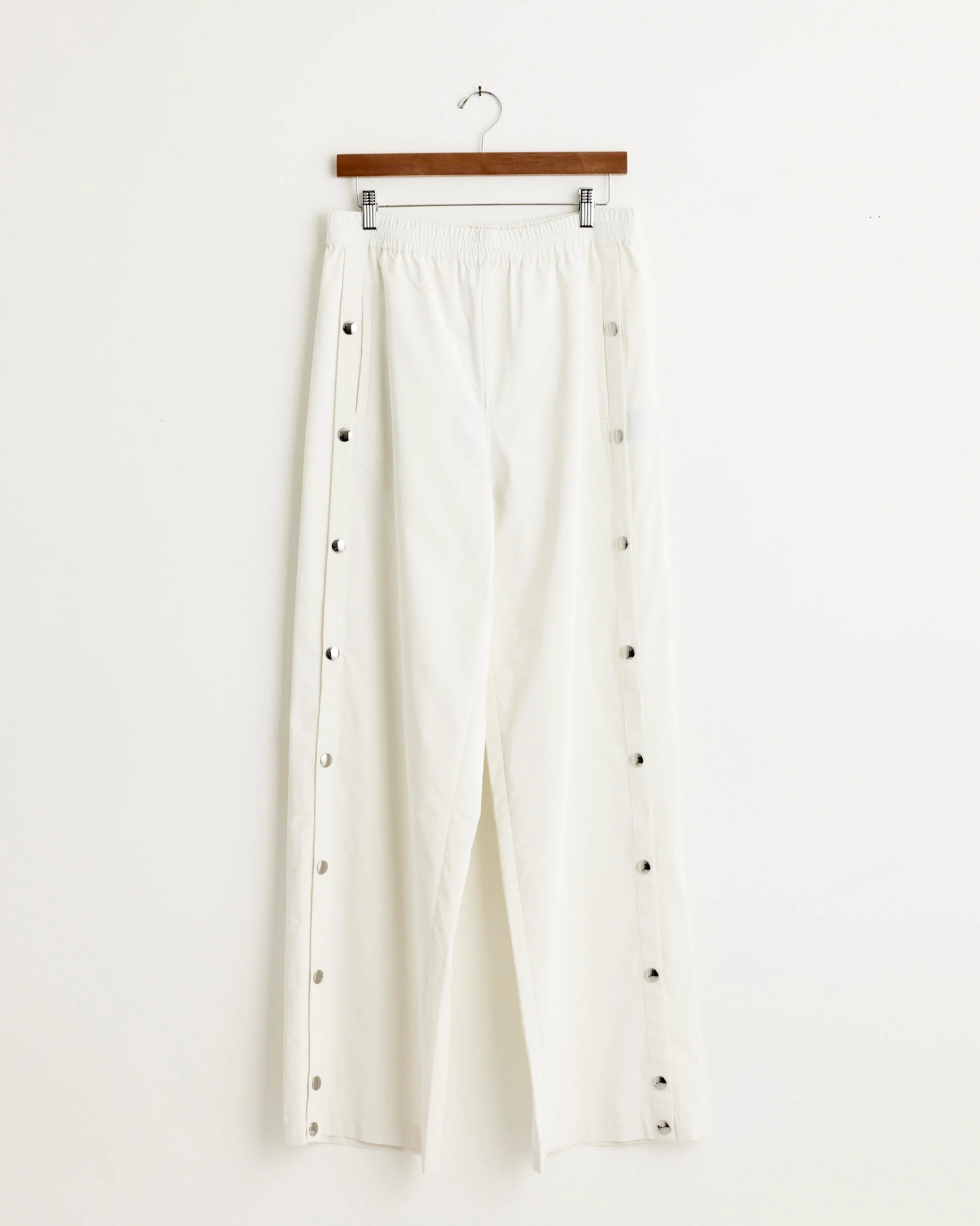 Nylon Snap Pull On Jogger in White