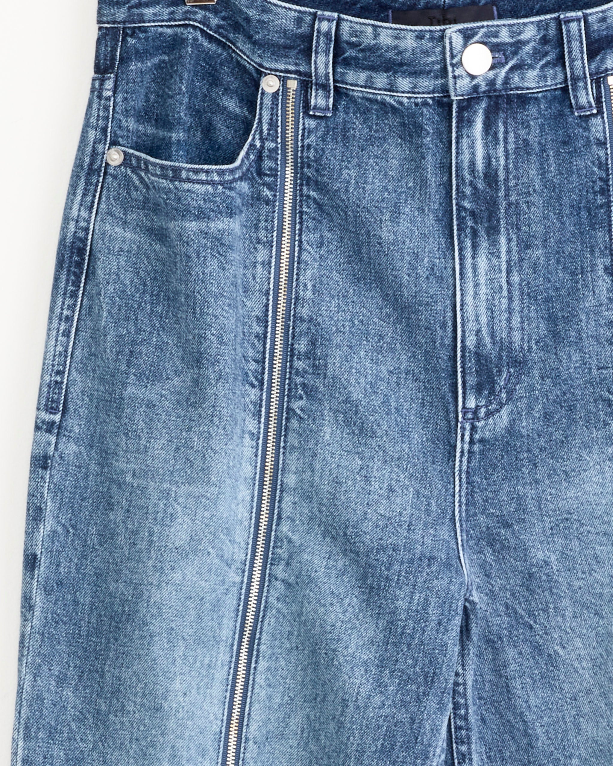 Zippered Denim Jogger in Classic Blue - Image 2