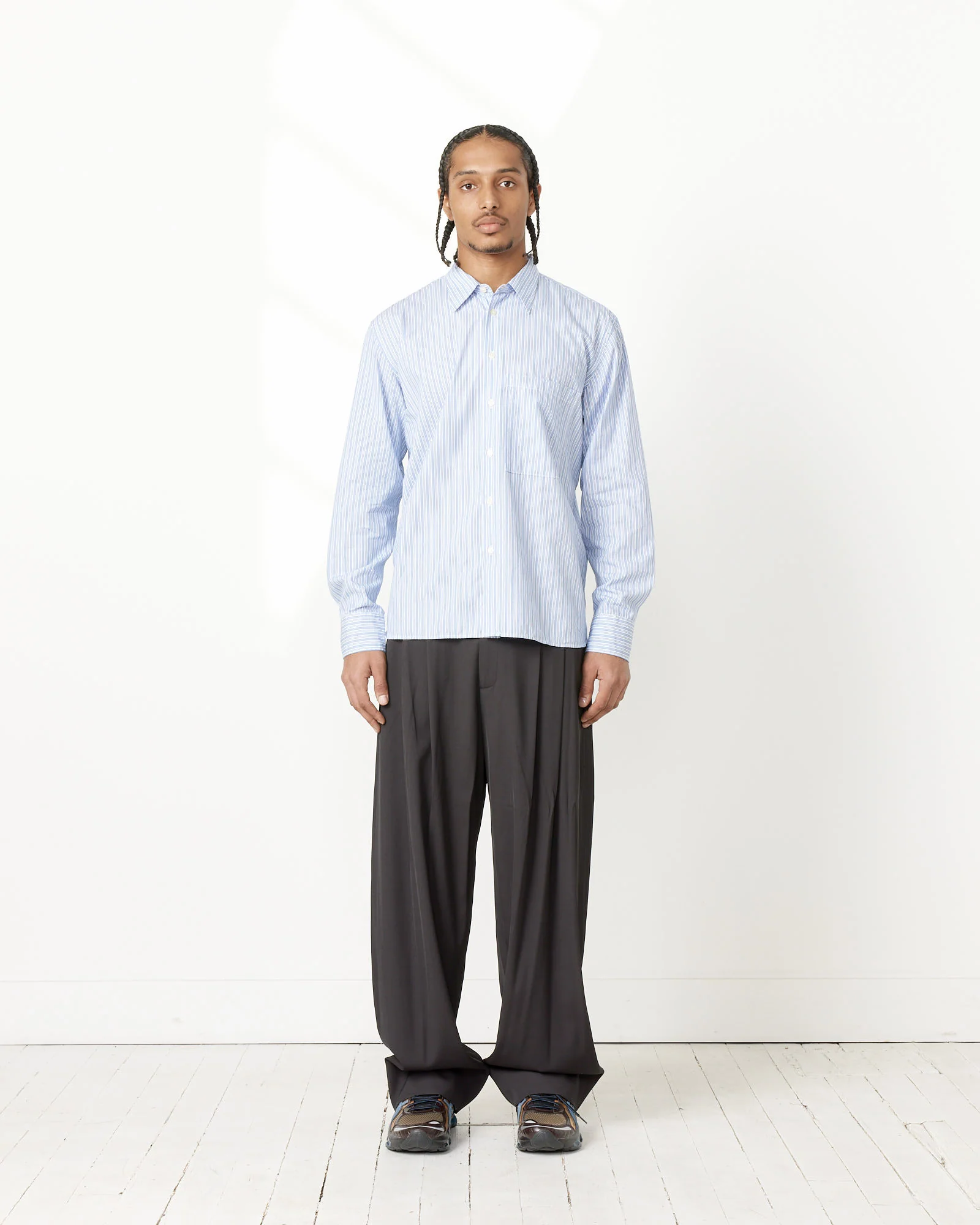 Square Pocket Stripe Shirt in Blue/Navy - Image 2