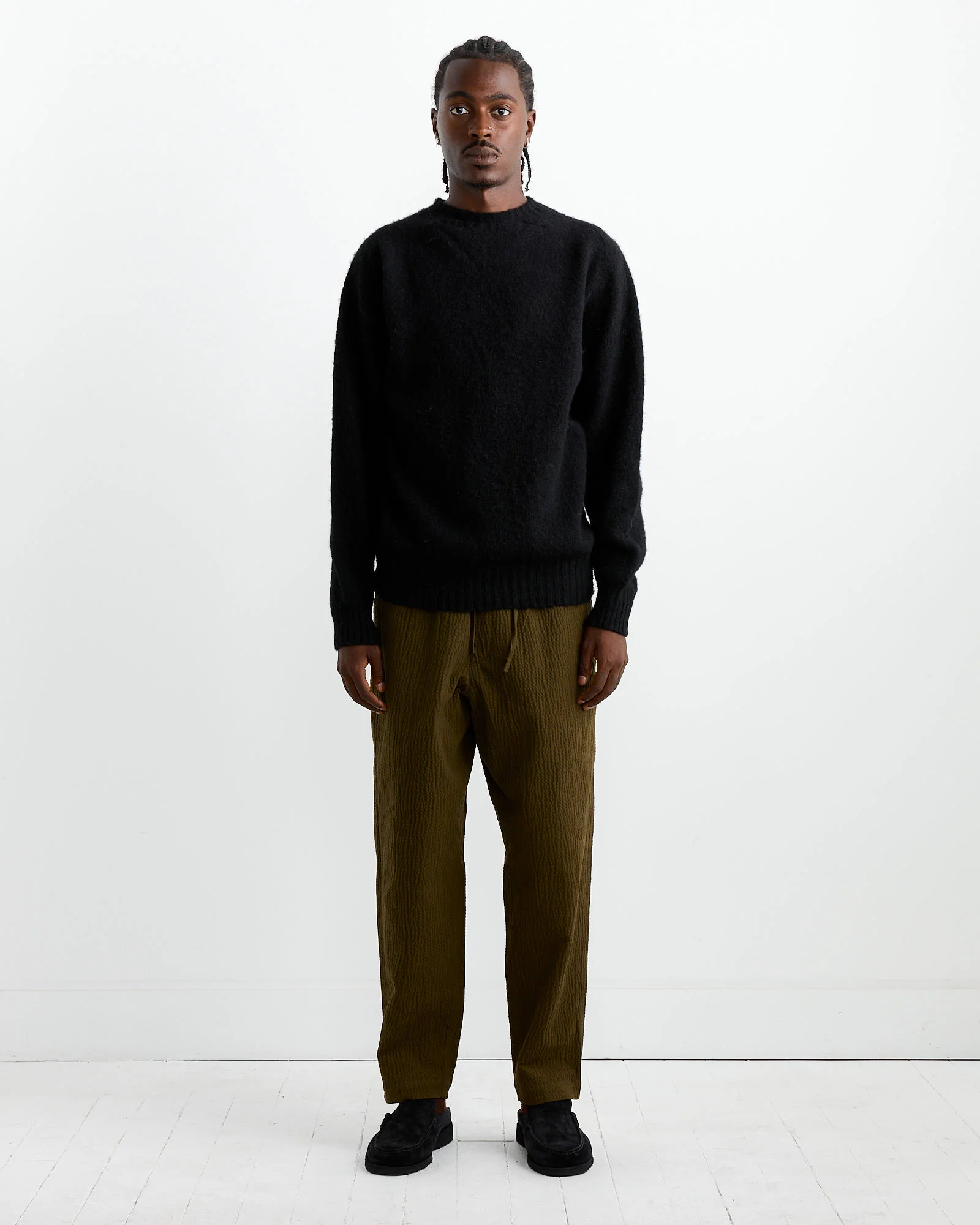 Suedehead Crew Neck in Black - Image 2