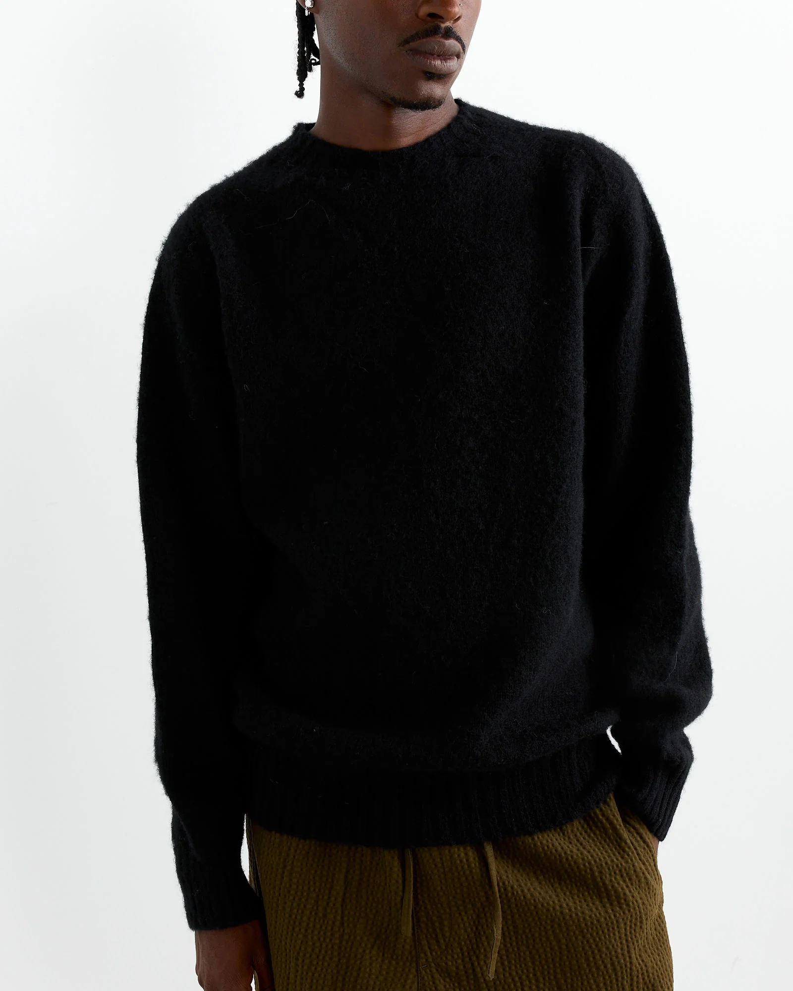 Suedehead Crew Neck in Black - Image 3